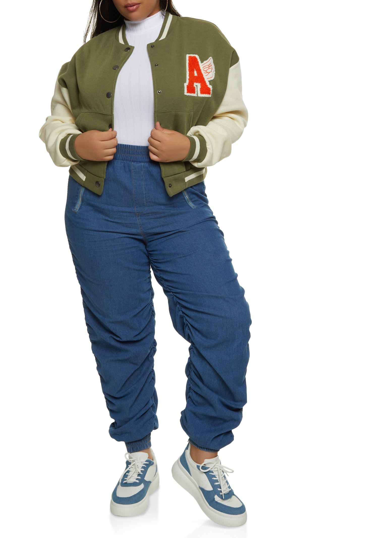 Plus Size Almost Famous Denim High Waist Ruched Joggers sold by Rainbow product image thumbnail 2