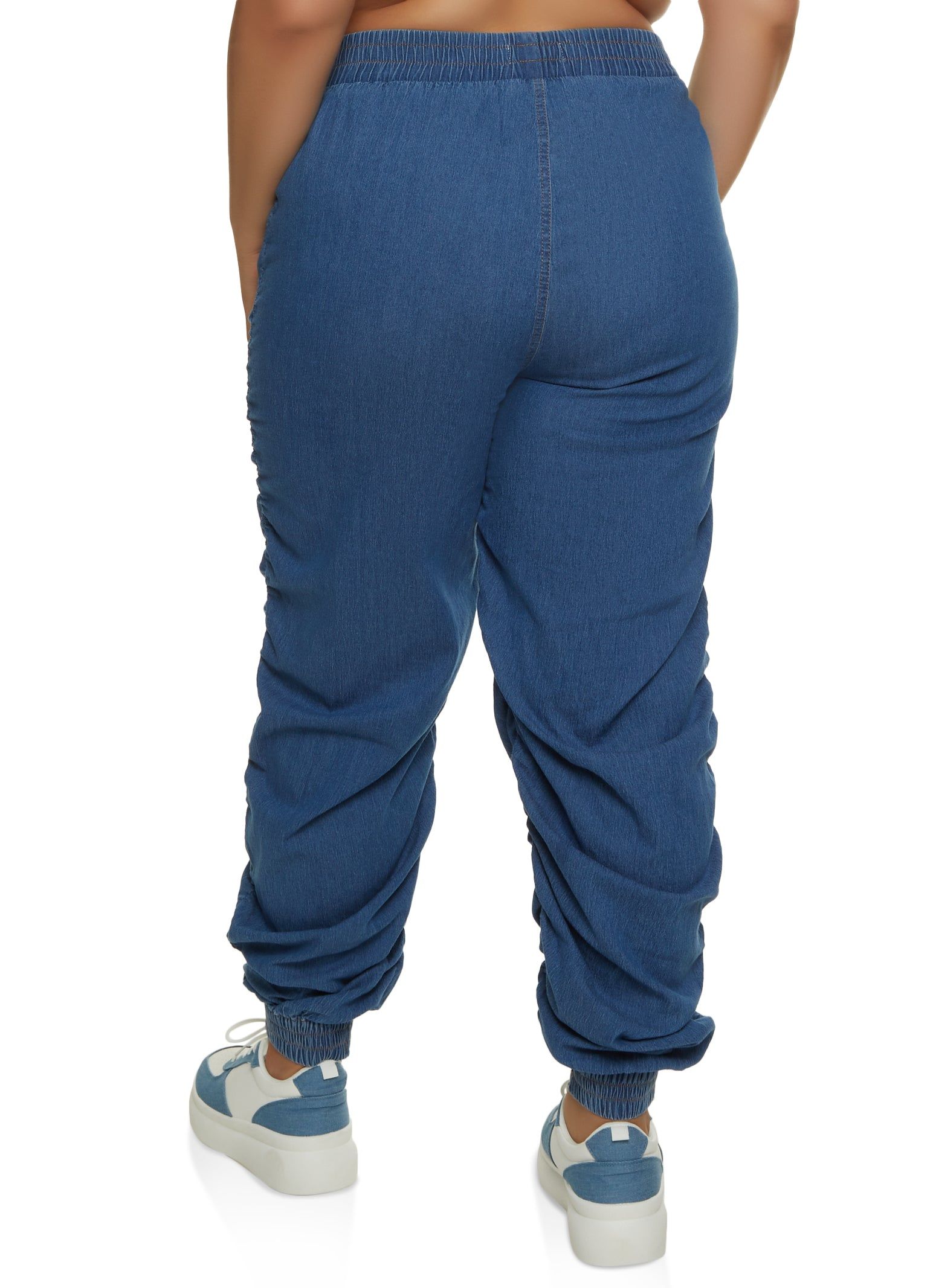 Plus Size Almost Famous Denim High Waist Ruched Joggers sold by Rainbow product image thumbnail 3