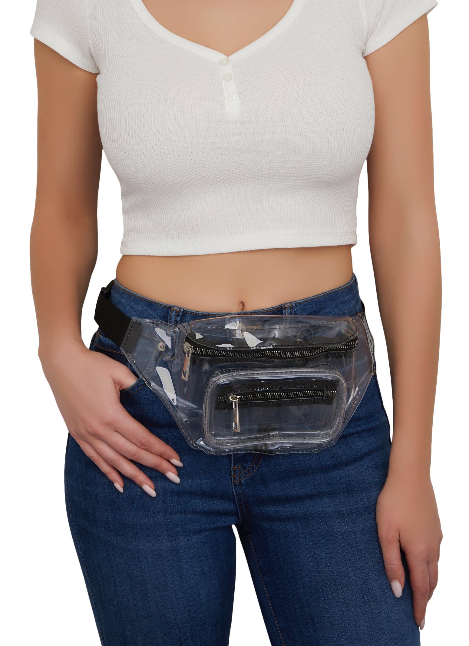 Clear Double Zip Fanny Pack sold by Rainbow