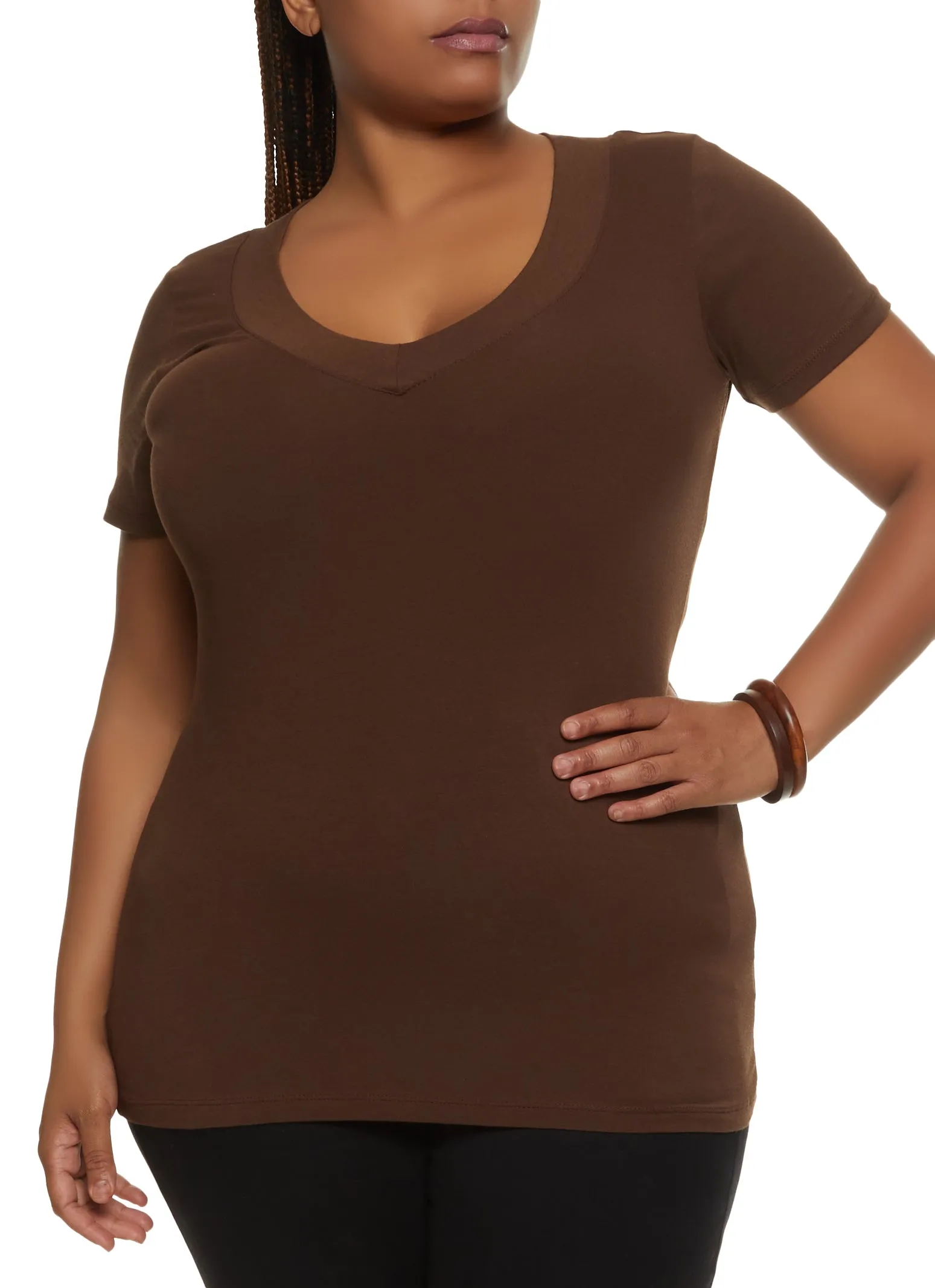 Plus Size Basic V Neck Tee sold by Rainbow