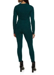 Cable Knit Cut Out Criss Cross Sweater and Pants Set sold by Rainbow