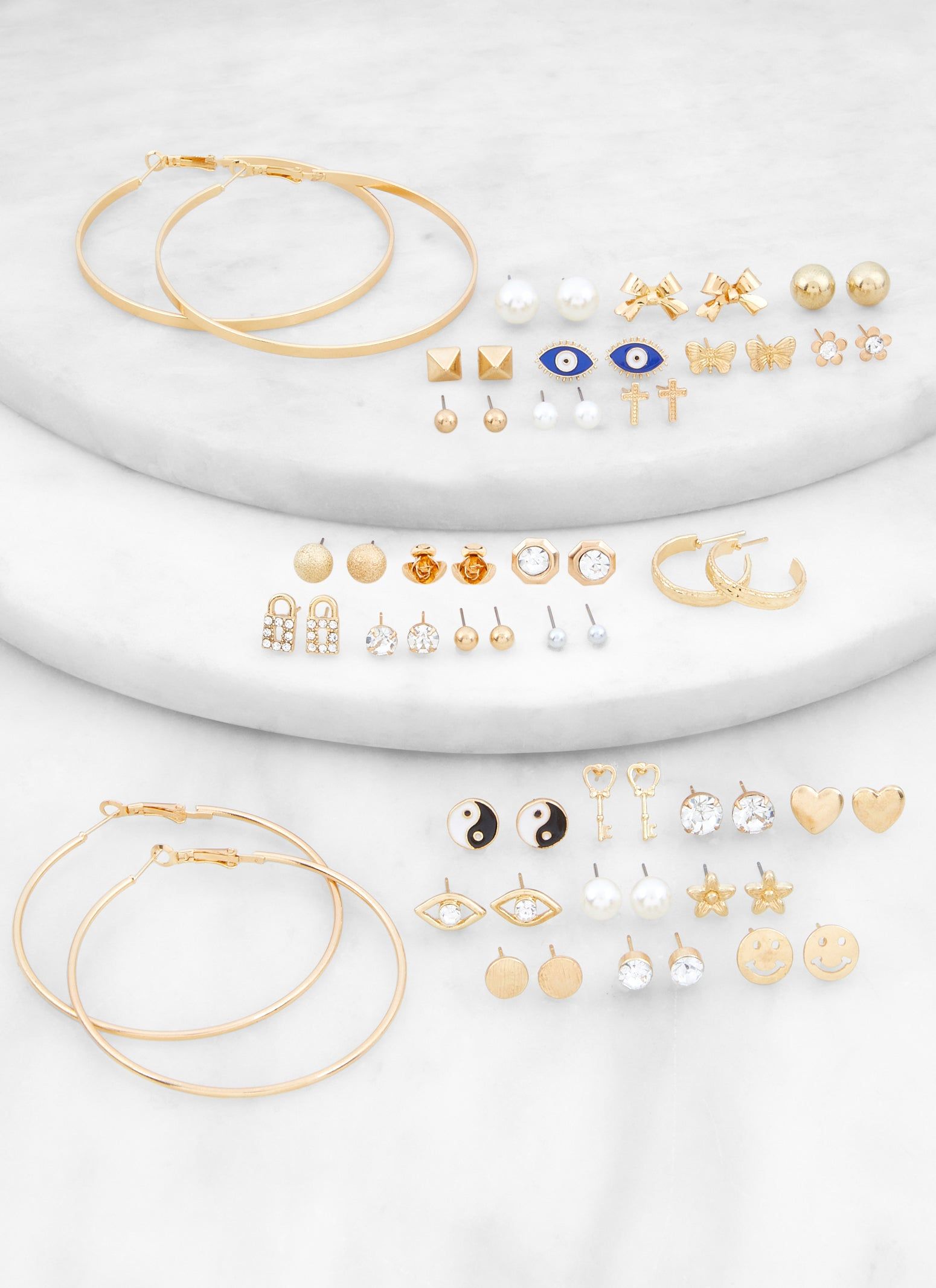 Set of 30 Decor Stud and Hoop Earrings sold by Rainbow