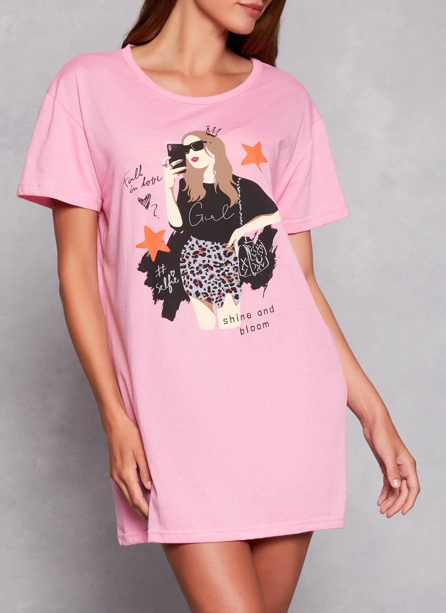 Graphic Crew Neck Short Sleeve Nightgown sold by Rainbow product image thumbnail 2