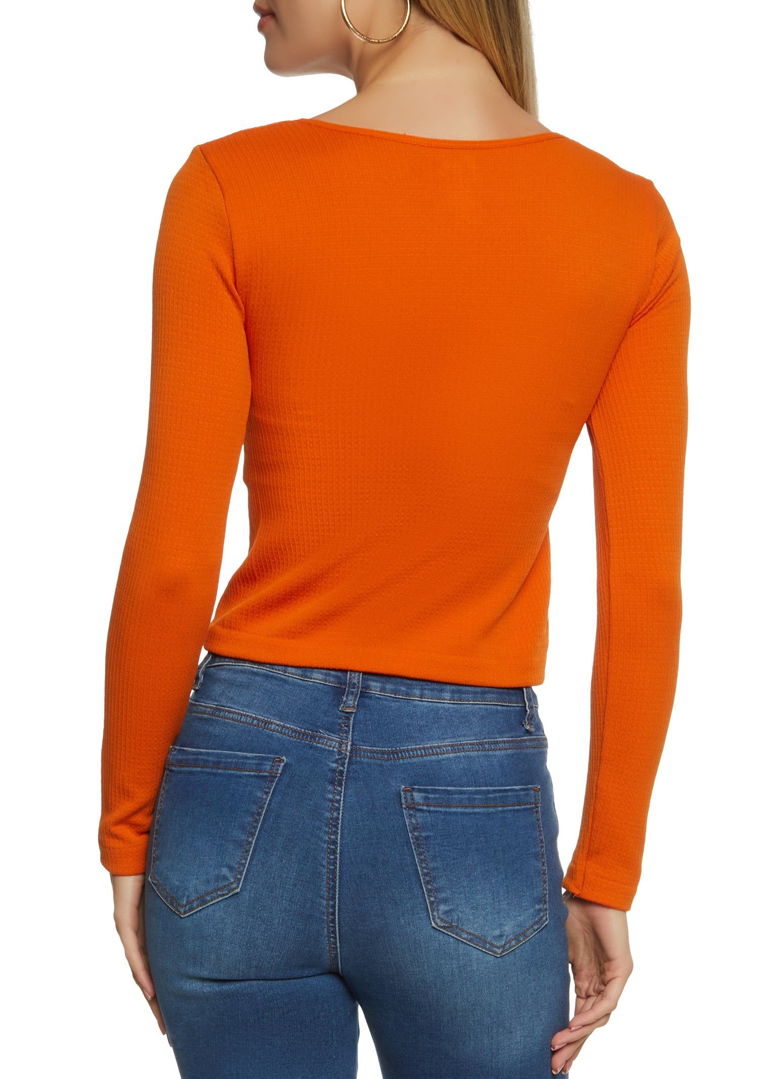 Solid Waffle Knit Crew Neck Top sold by Rainbow product image thumbnail 5