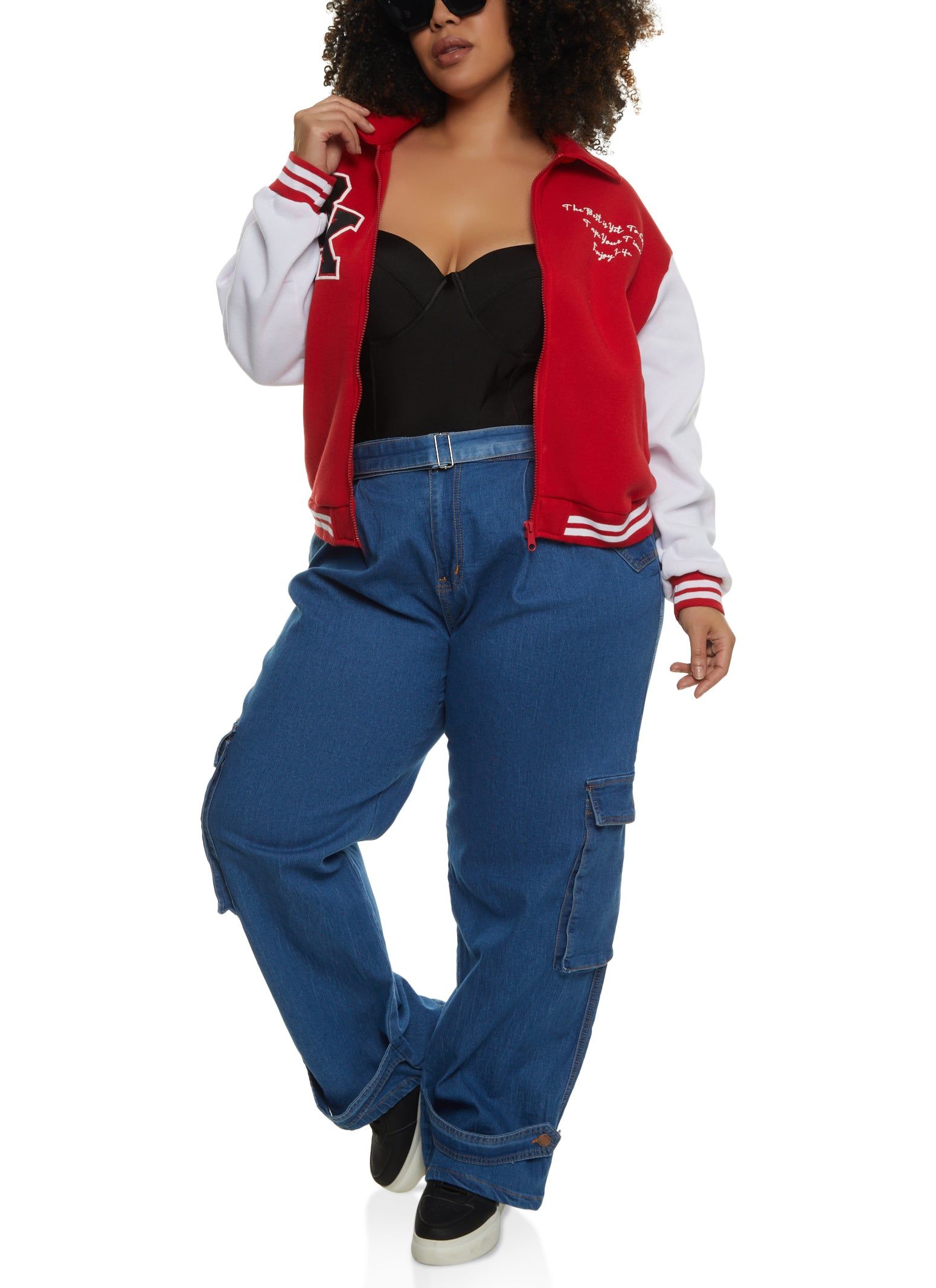 Plus Size BK Initial Patch Varsity Jacket sold by Rainbow product image thumbnail 3