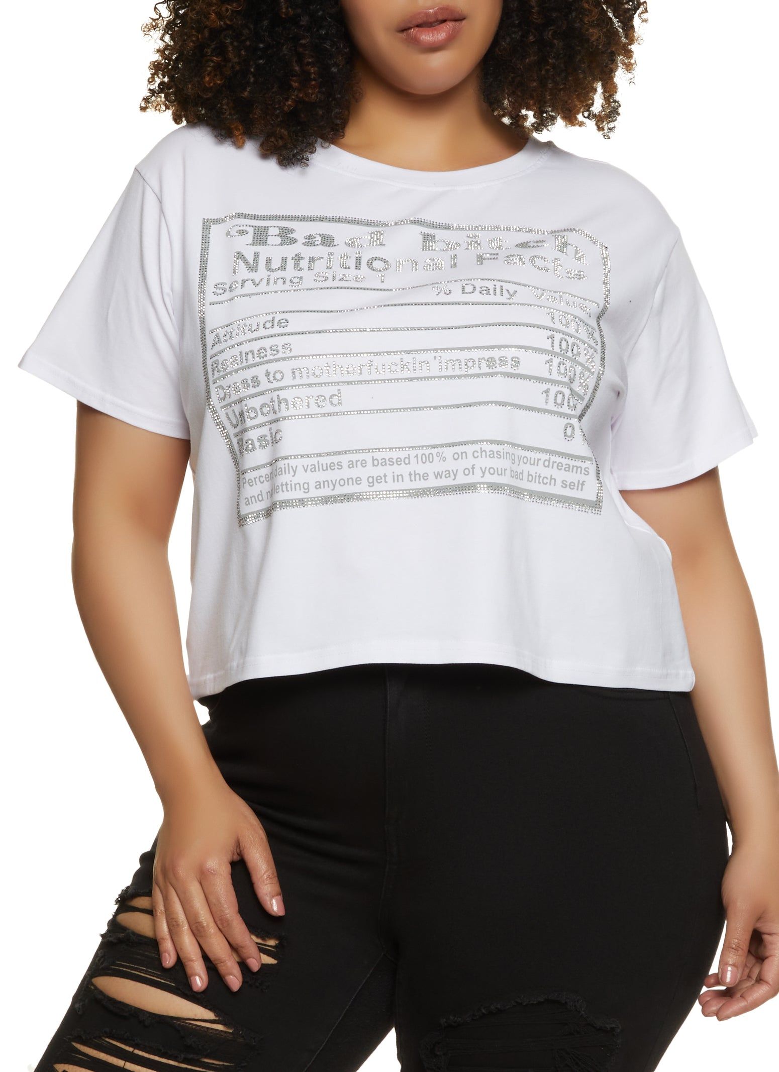 Plus Size Nutritional Facts Graphic Tee sold by Rainbow