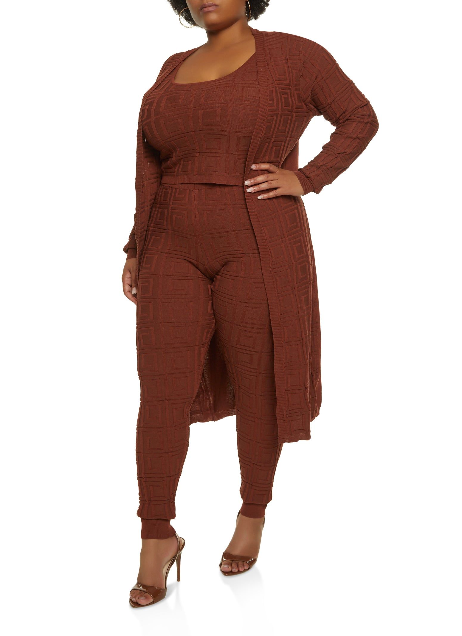 Plus Size Geo Knit Duster sold by Rainbow