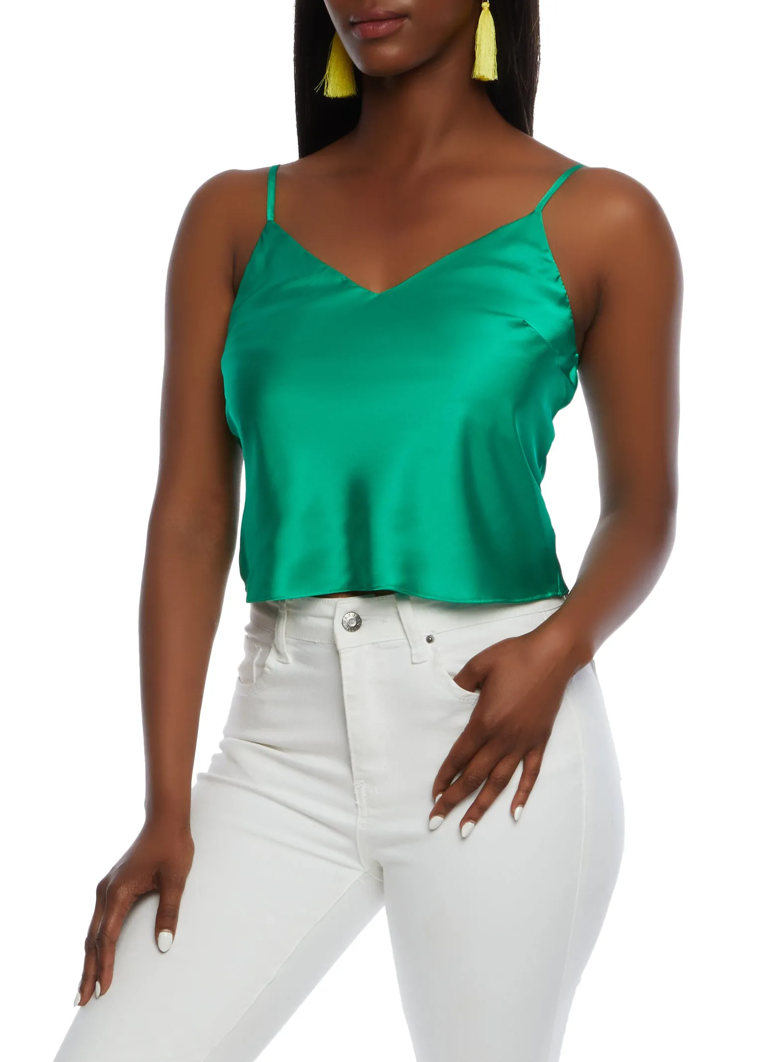 Satin V Neck Cropped Cami sold by Rainbow product image thumbnail 2
