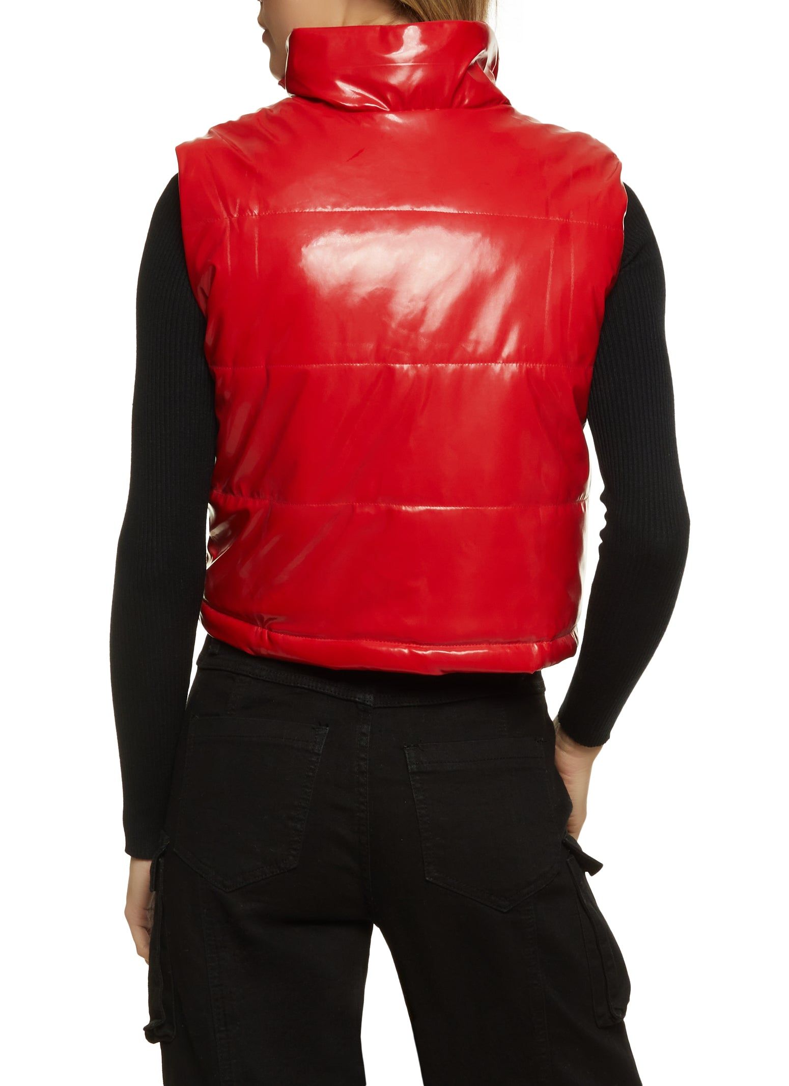 Solid Faux Leather Puffer Vest sold by Rainbow product image thumbnail 2