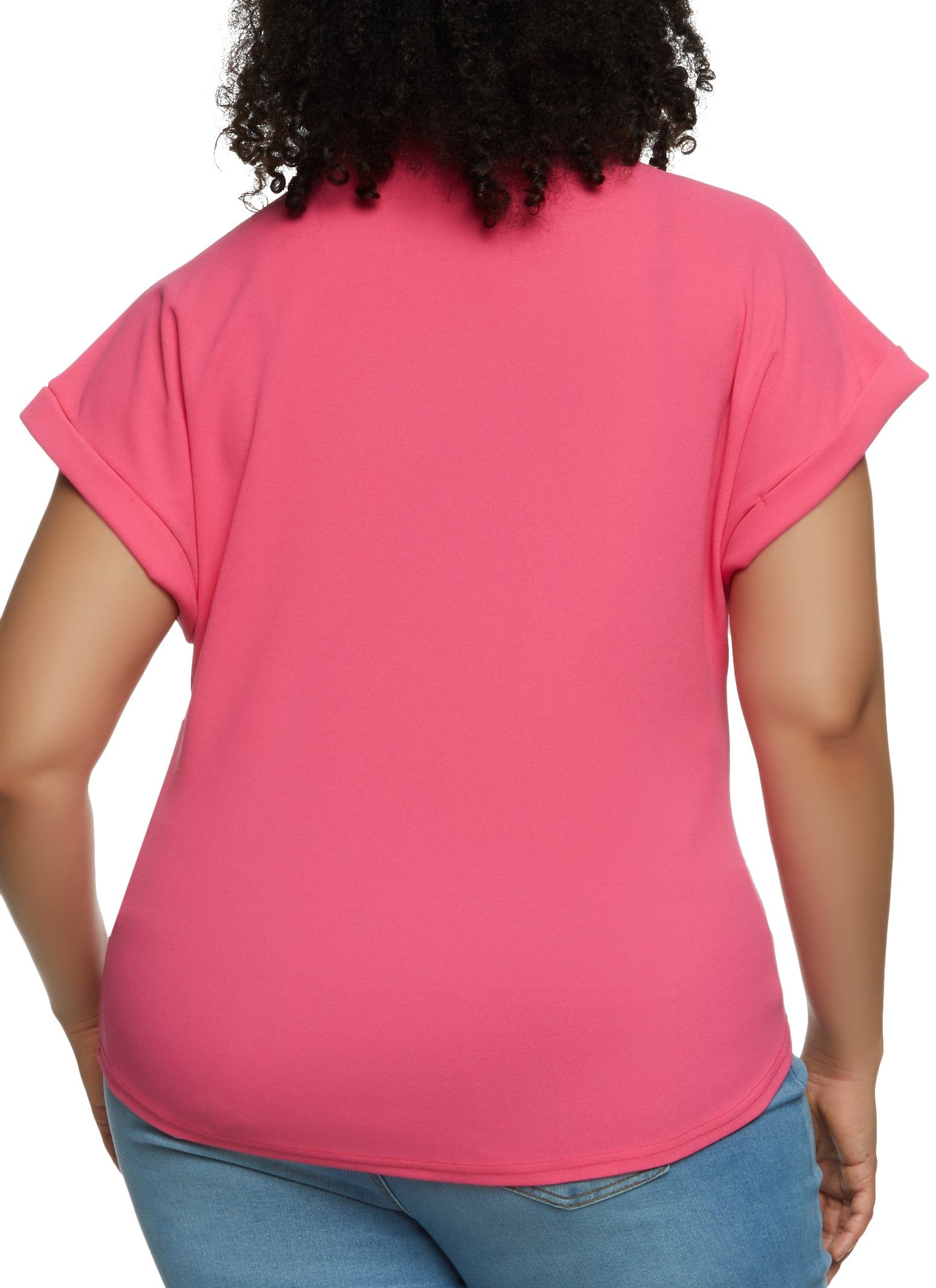 Plus Size Crepe Knit Half Button Down Top sold by Rainbow product image thumbnail 2