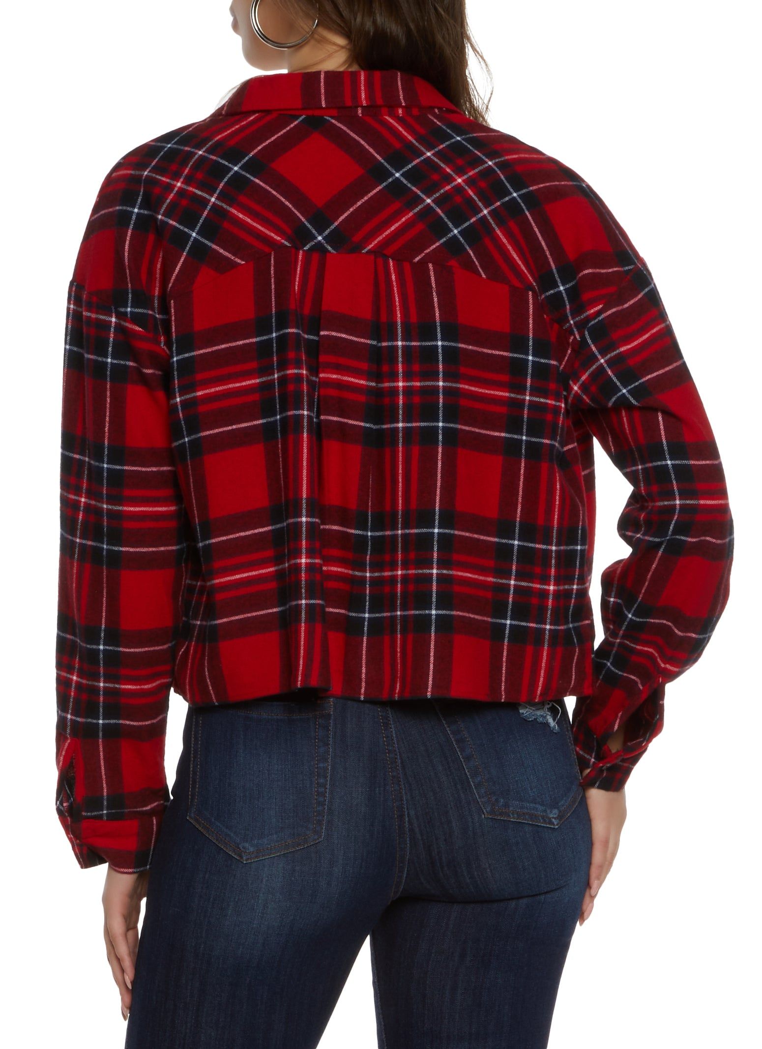 Plaid Cropped Button Front Shirt sold by Rainbow product image thumbnail 2