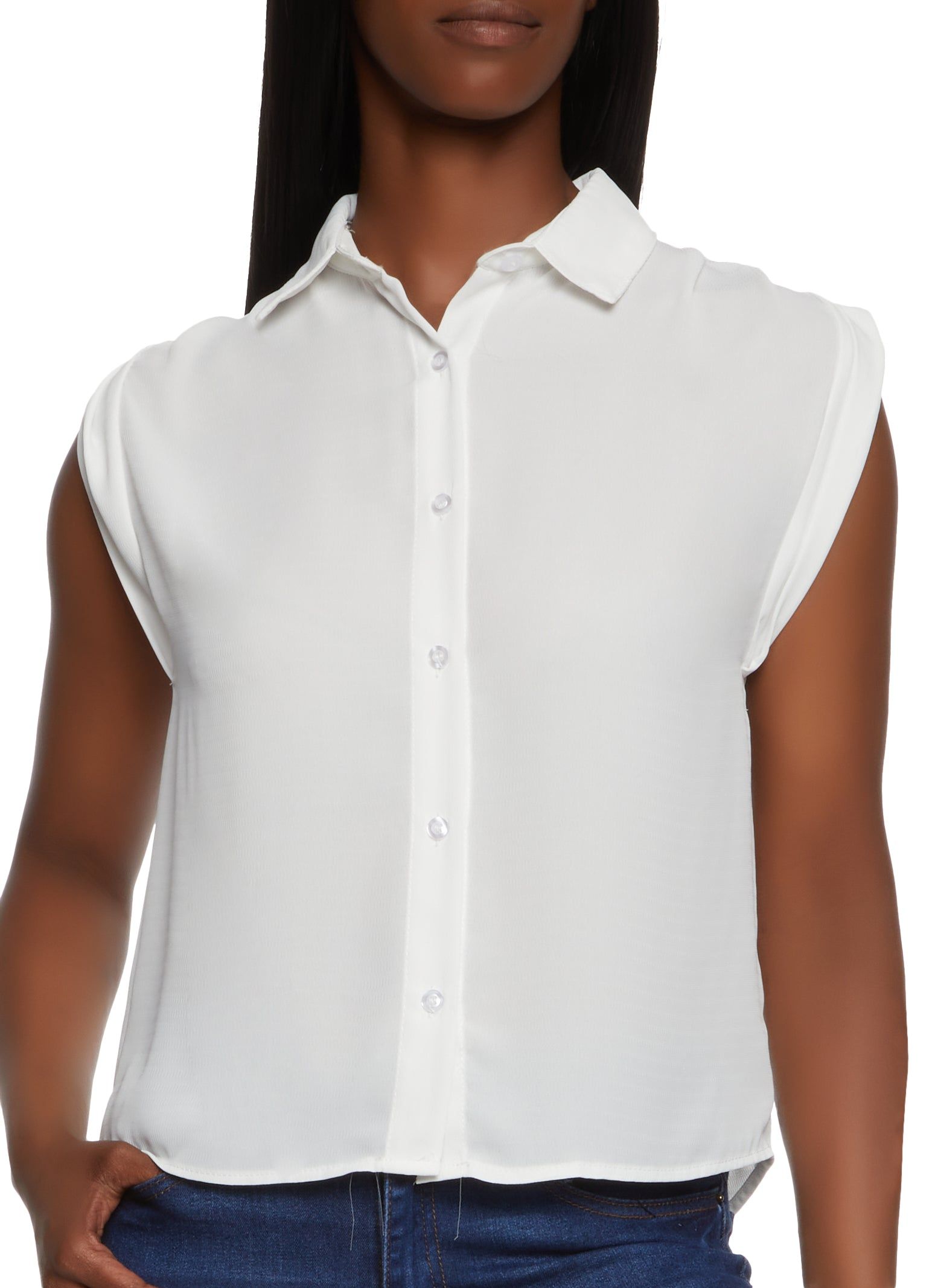 Sleeveless Button Front Shirt sold by Rainbow