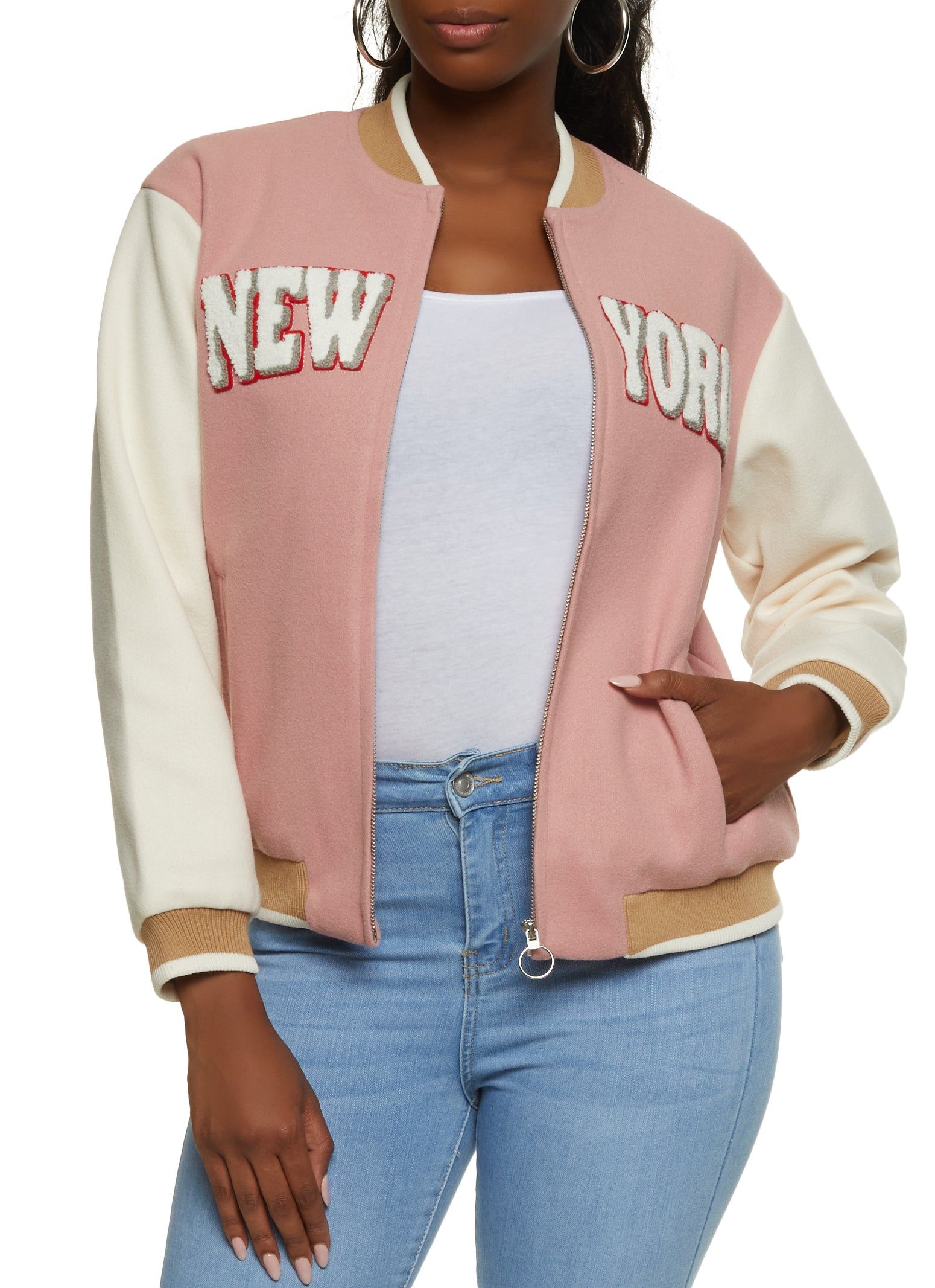 New York Chenille Patch Varsity Jacket sold by Rainbow
