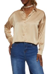 Button Front Satin Shirt sold by Rainbow
