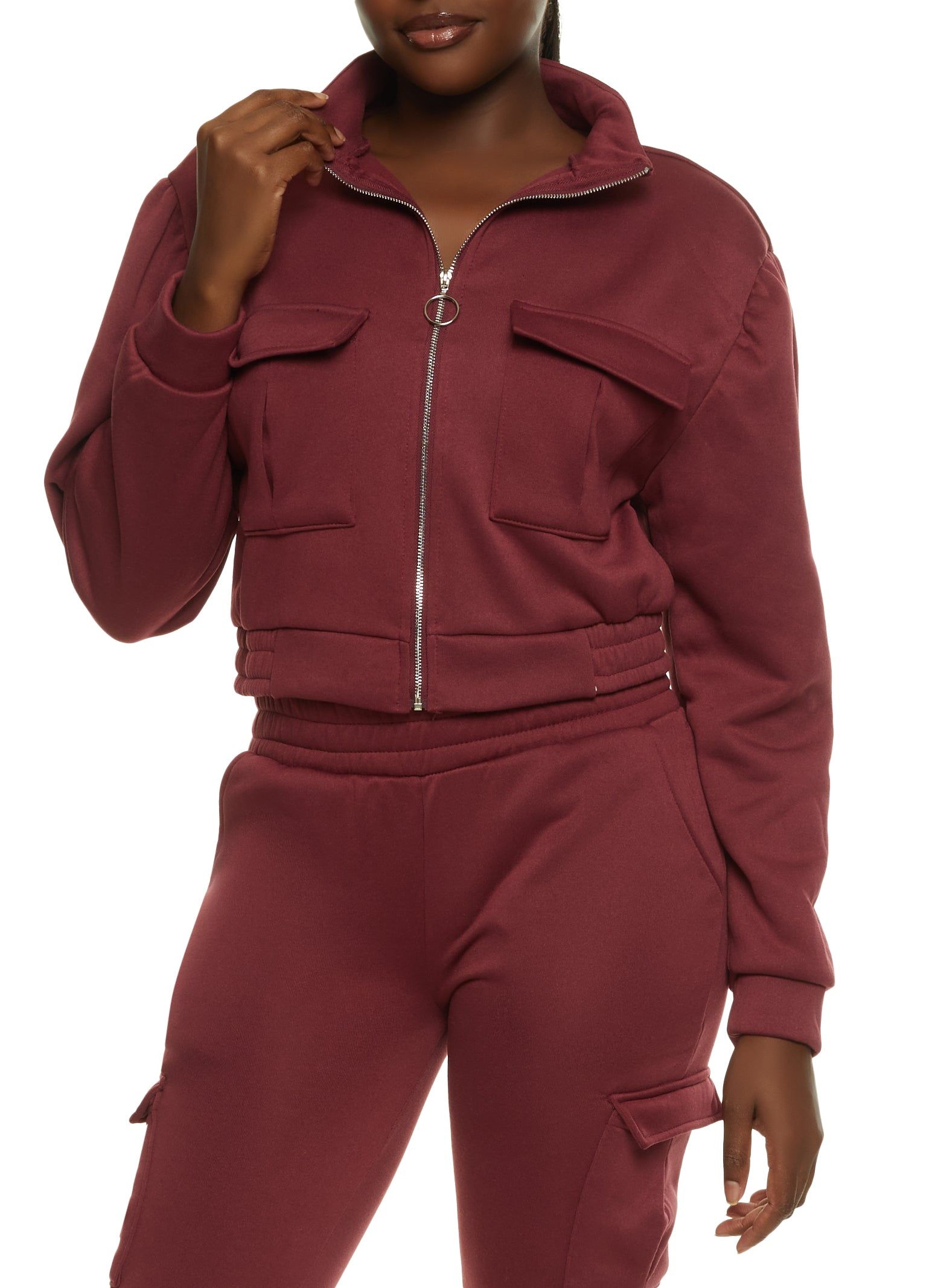 Fleece Zip Front Cargo Pocket Track Jacket sold by Rainbow