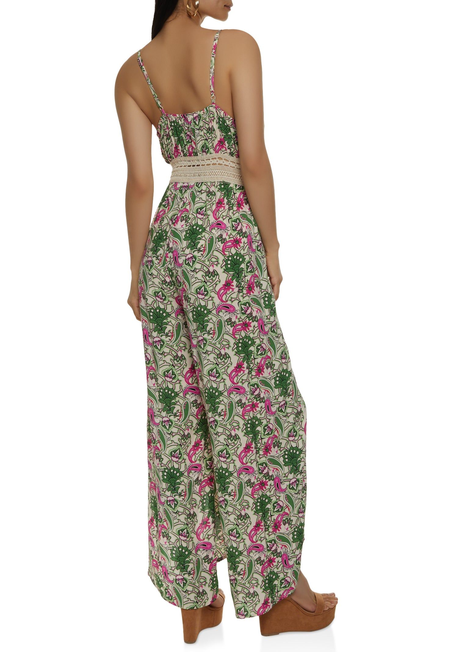 Tropical Crochet Waist V Neck Jumpsuit sold by Rainbow product image thumbnail 3