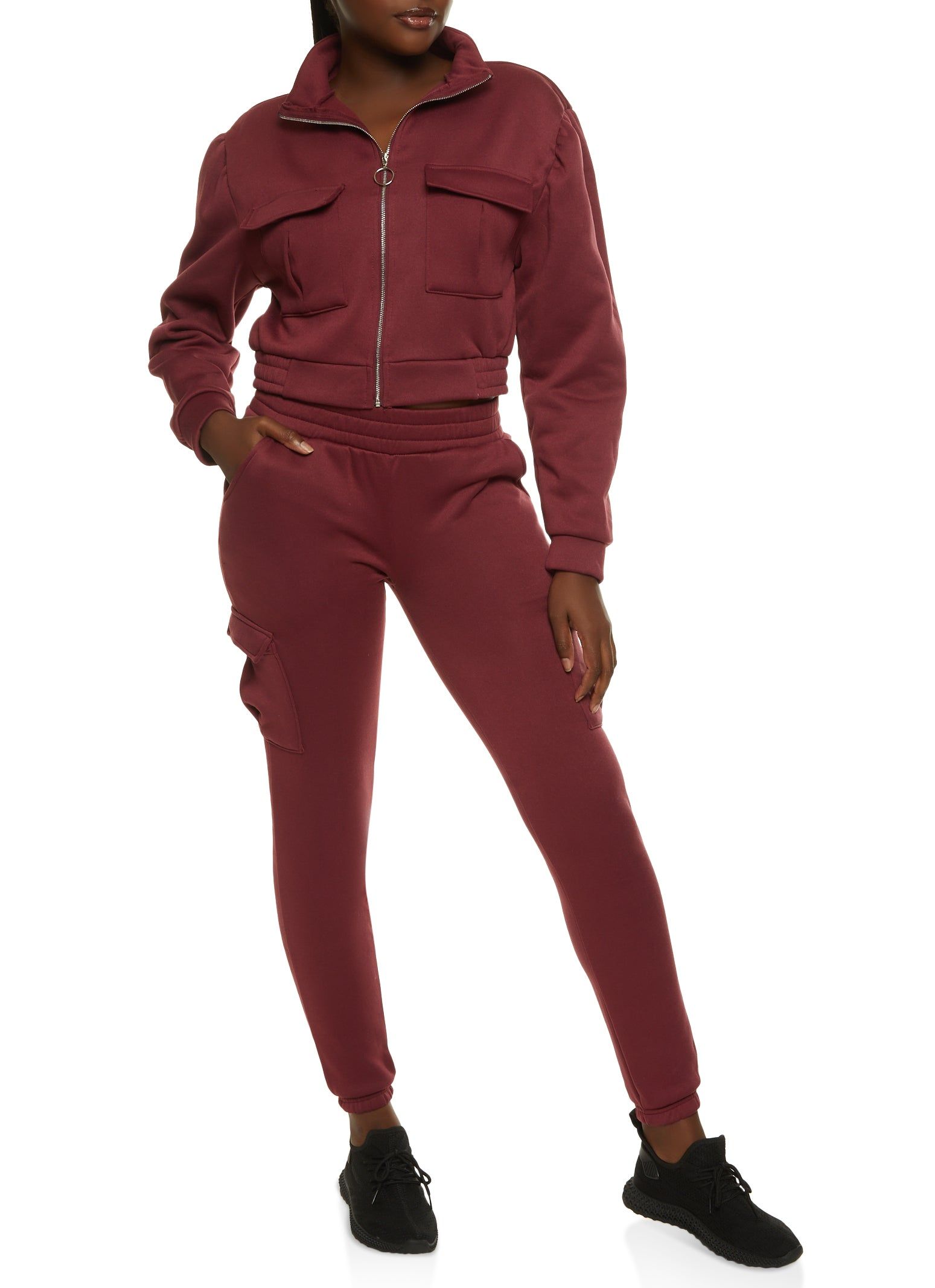 Fleece Zip Front Cargo Pocket Track Jacket sold by Rainbow product image thumbnail 2