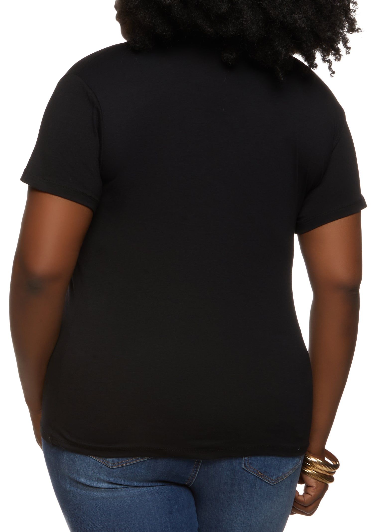Plus Size Basic V Neck Short Sleeve T Shirt sold by Rainbow product image thumbnail 2