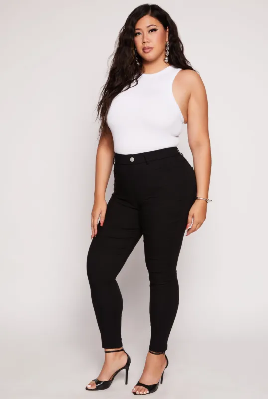 Plus Size Stretch Pintuck Pocket Detail Pants sold by Rainbow