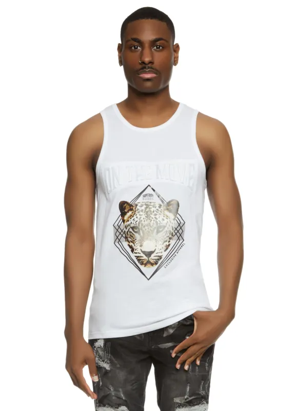 Mens On The Move Embossed Graphic Tank Top sold by Rainbow
