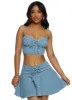 Iris Lace Up Denim Bustier Top sold by Rainbow