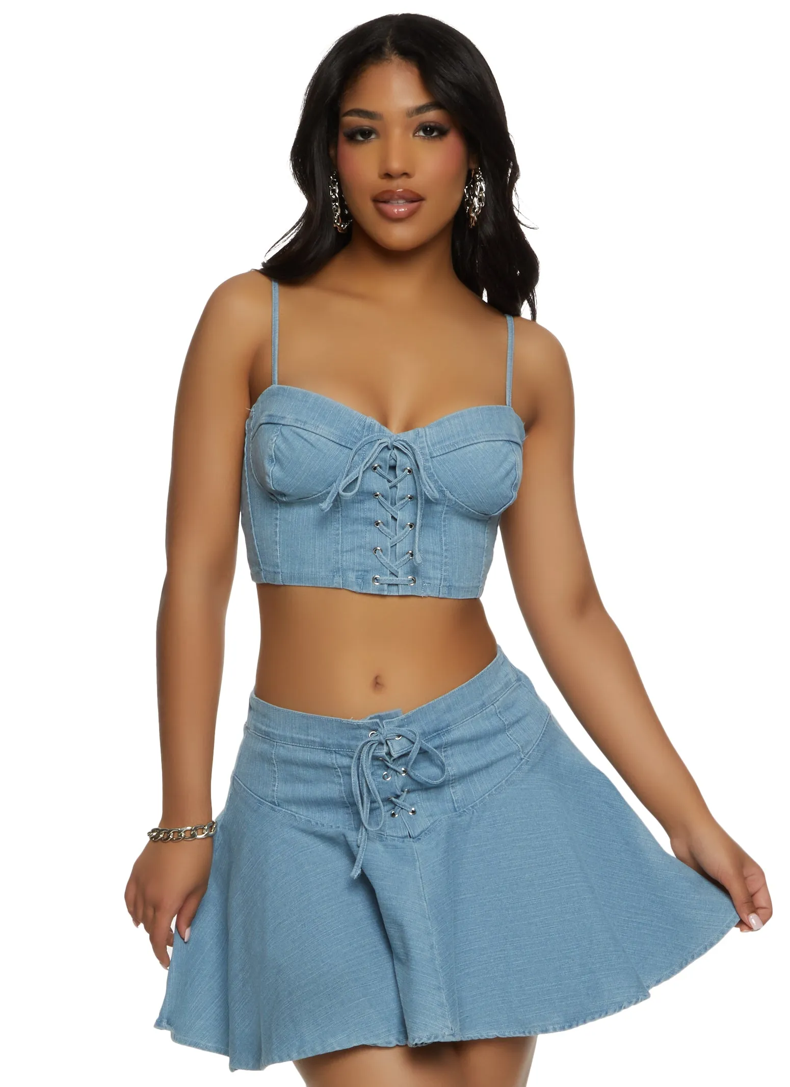 Iris Lace Up Denim Bustier Top sold by Rainbow product image thumbnail 2