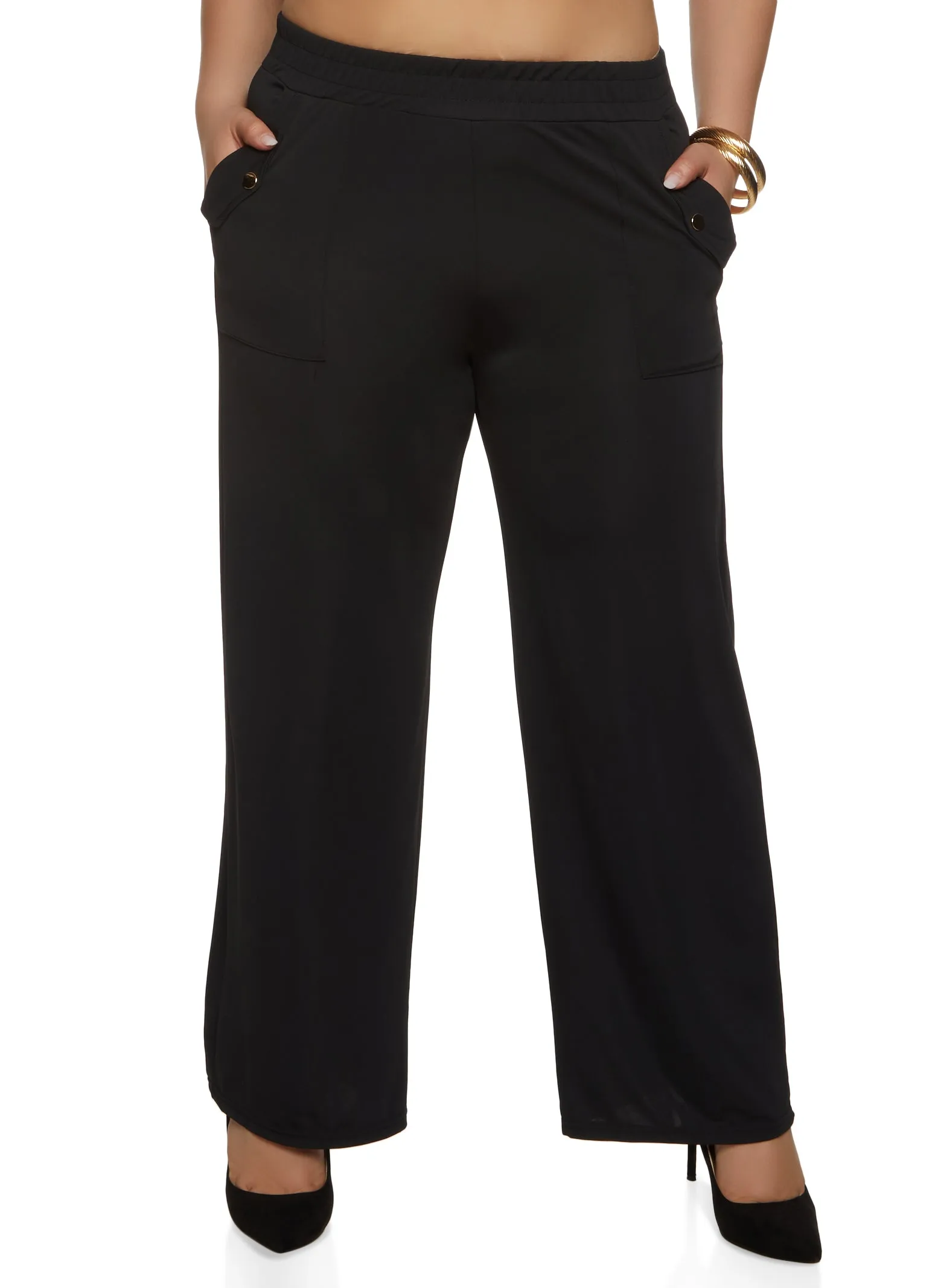 Plus Size Elastic Waist Wide Leg Pants sold by Rainbow