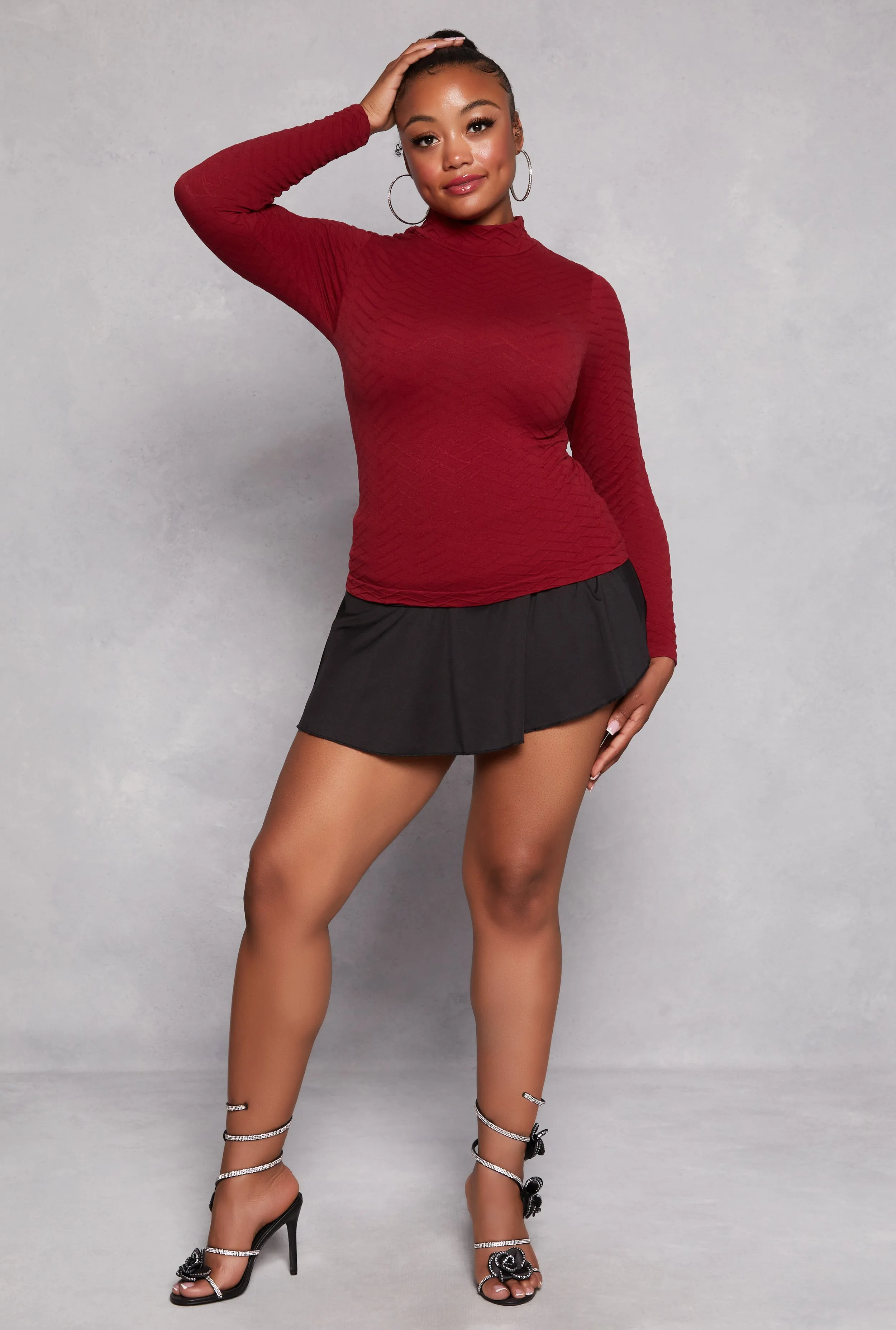 Plus Size Seamless Textured Knit Mock Neck Top sold by Rainbow product image thumbnail 2
