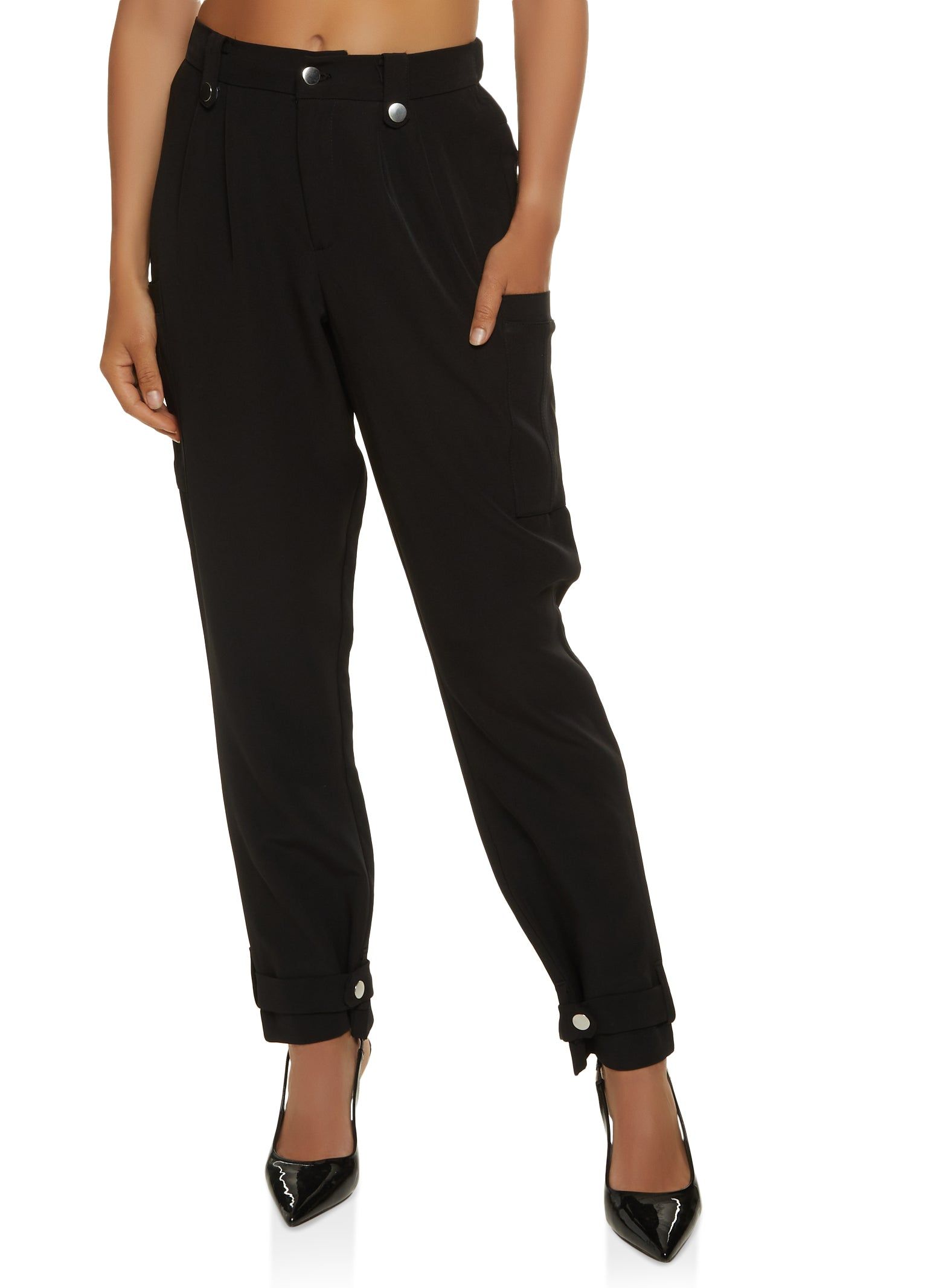 Button Cuff High Waisted Dress Pants sold by Rainbow