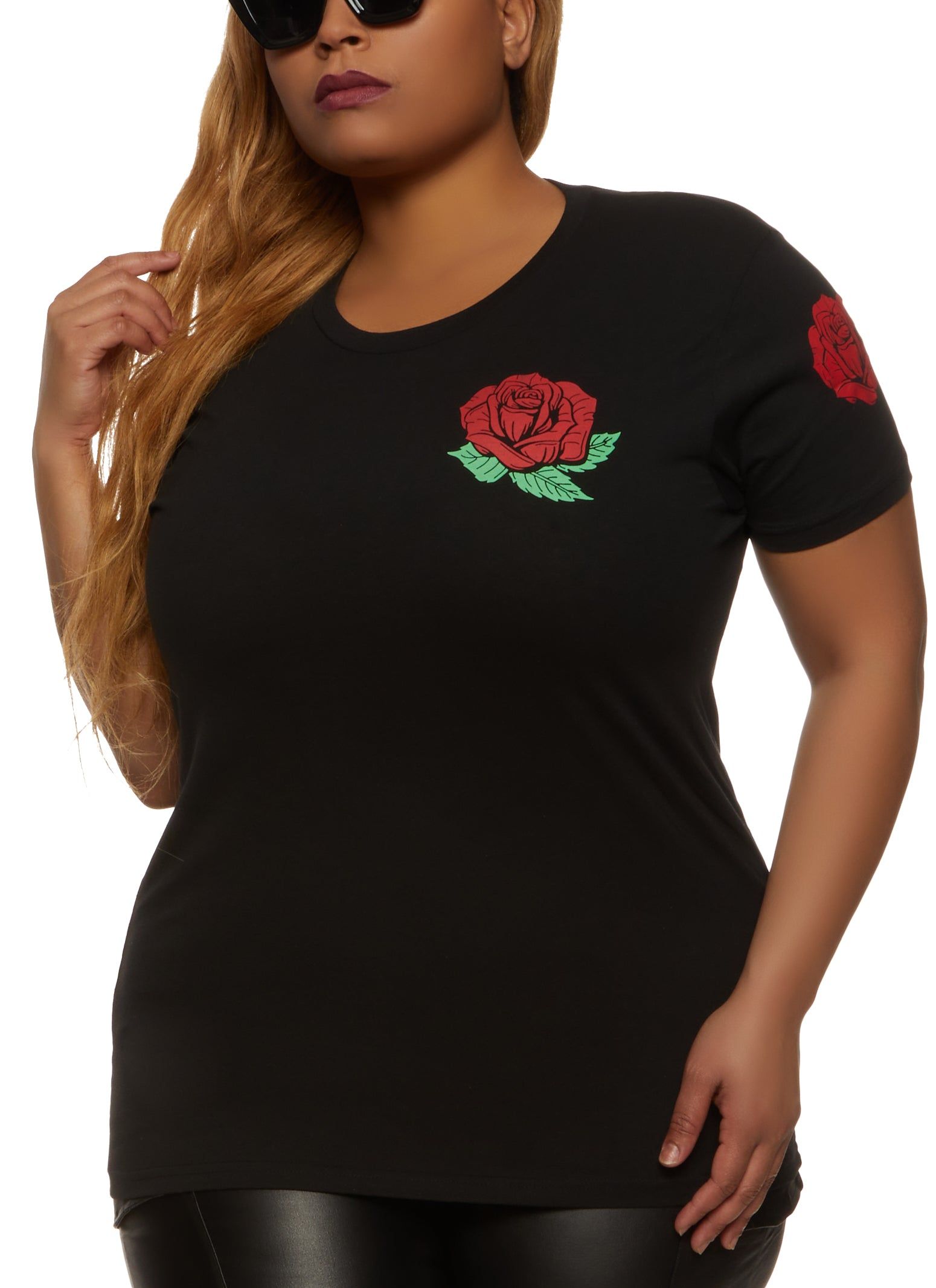 Plus Size Rose Graphic T Shirt sold by Rainbow