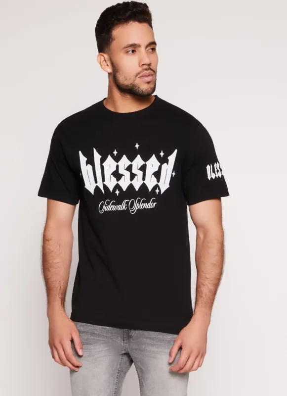 Mens Blessed Short Sleeve Graphic Tee sold by Rainbow