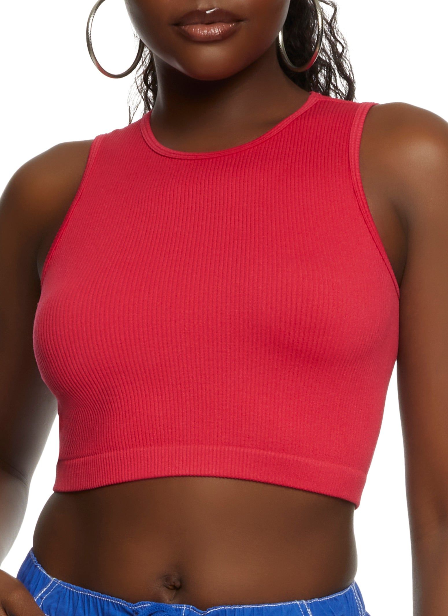 Seamless Ribbed Knit Cropped Tank Top sold by Rainbow