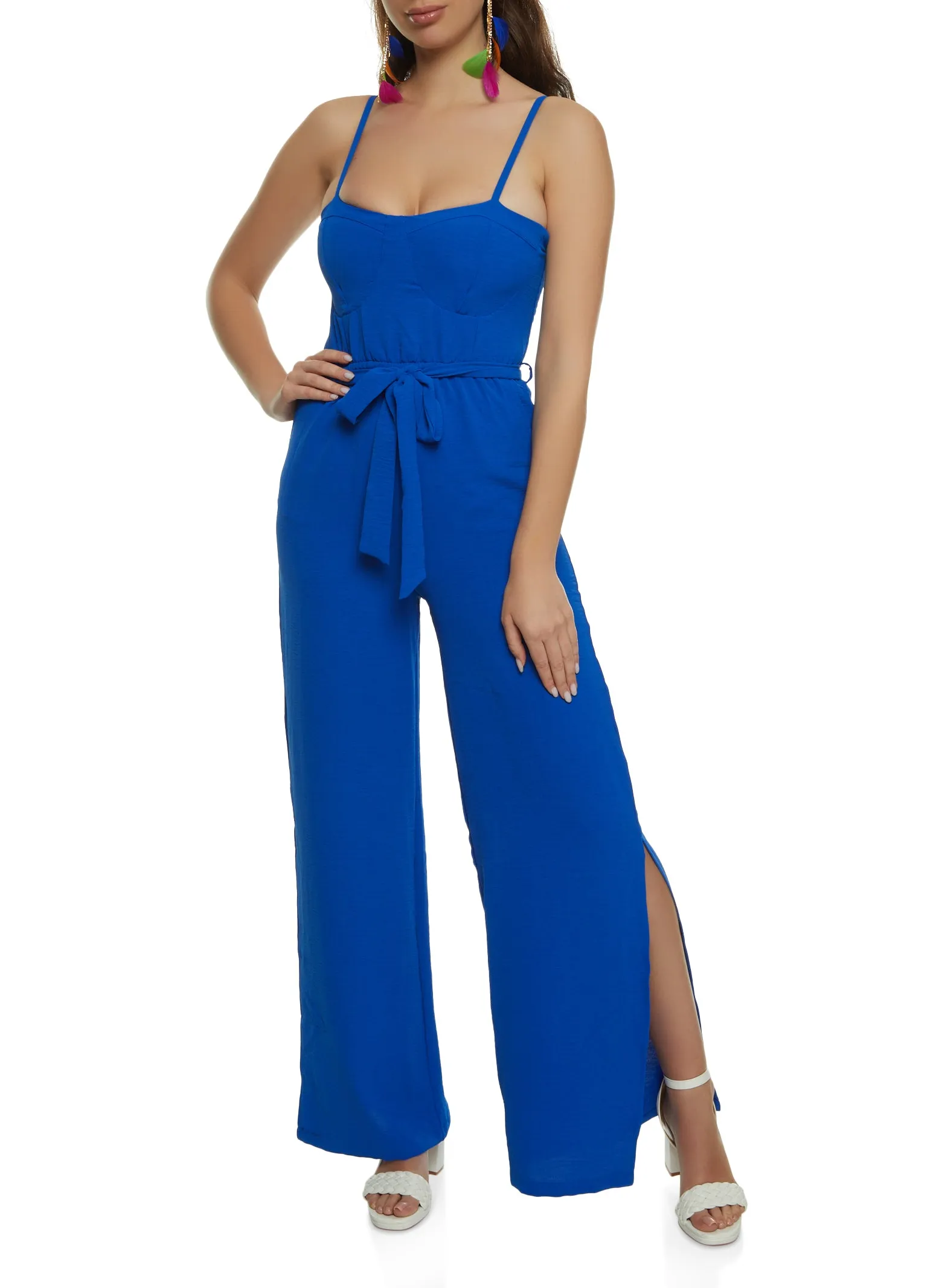 Tie Waist Bustier Wide Leg Jumpsuit sold by Rainbow