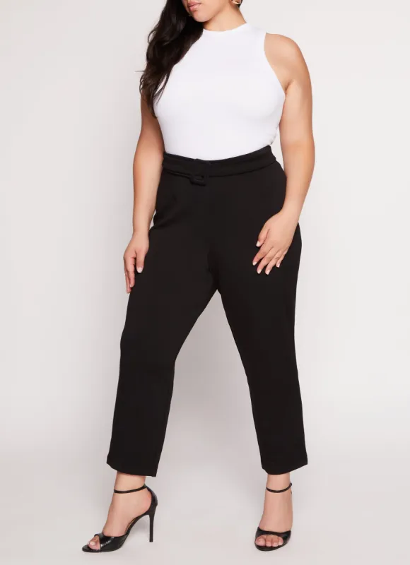 Plus Size Scuba Buckle Detail Dress Pants sold by Rainbow