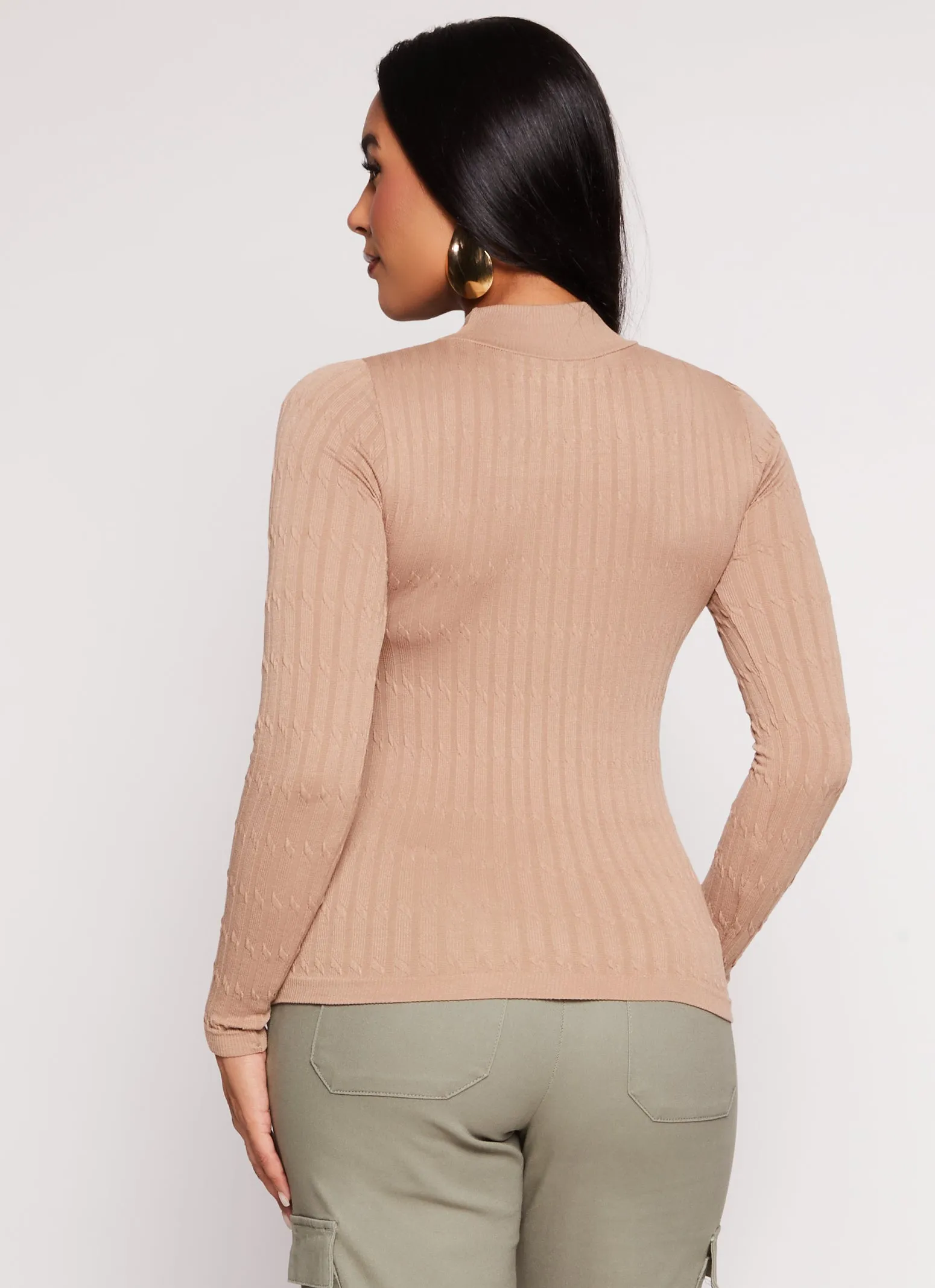 Seamless Cable Knit Mock Neck Top sold by Rainbow product image thumbnail 3