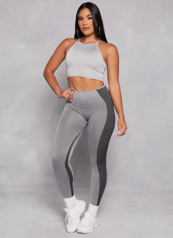 Seamless Striped Detail High Waist Leggings sold by Rainbow