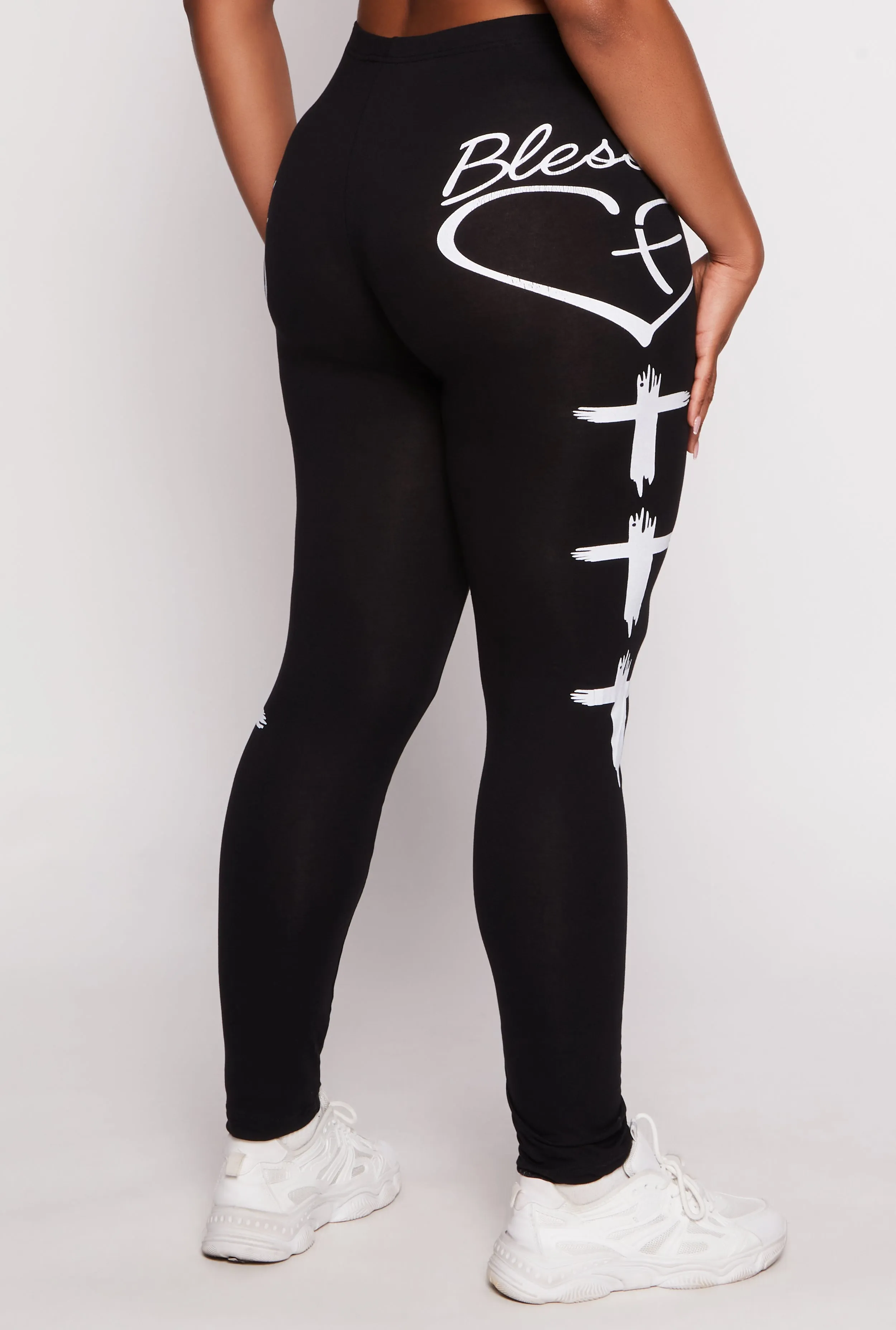 Plus Size Blessed Side Graphic High Waist Leggings sold by Rainbow product image thumbnail 3