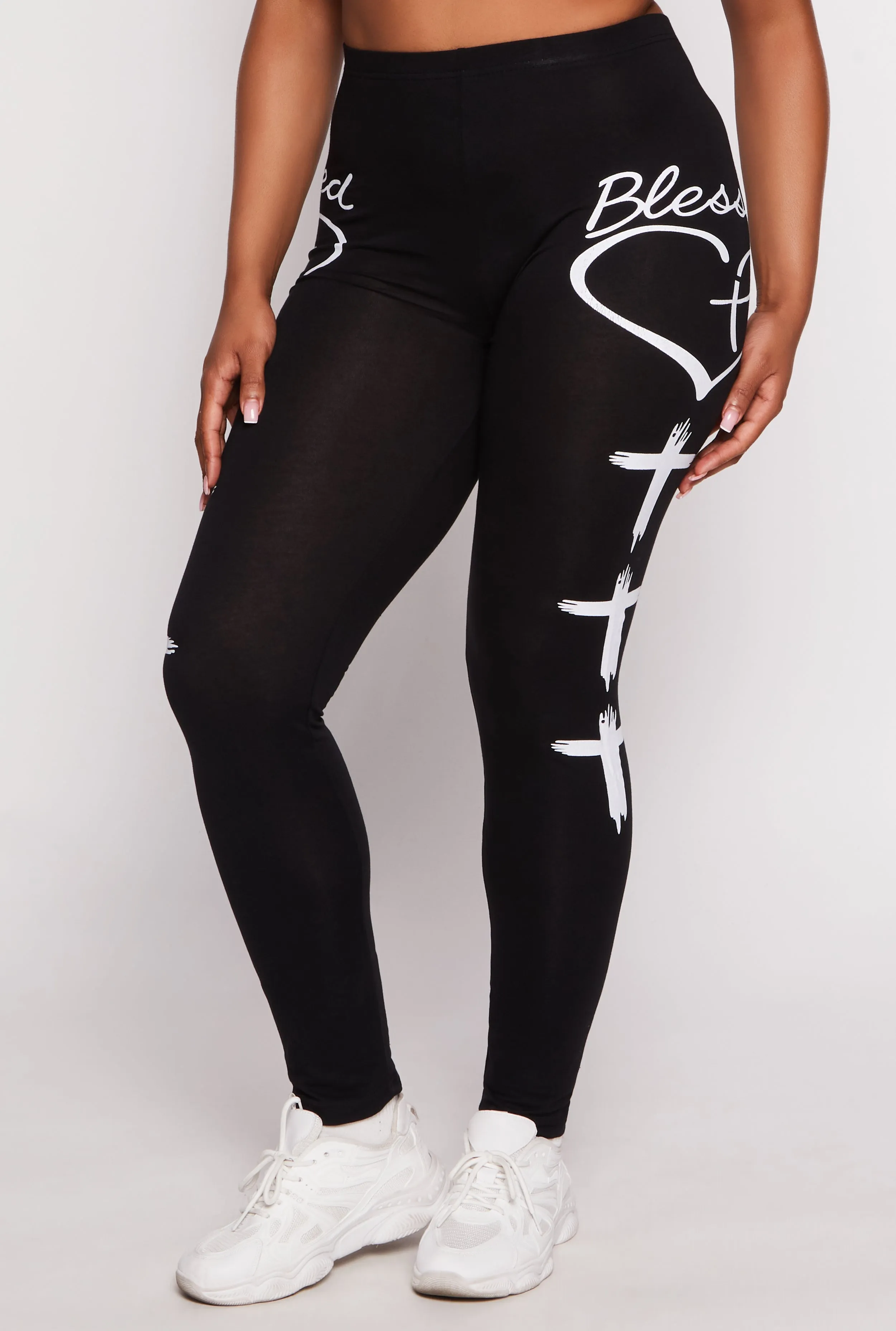 Plus Size Blessed Side Graphic High Waist Leggings sold by Rainbow product image thumbnail 2