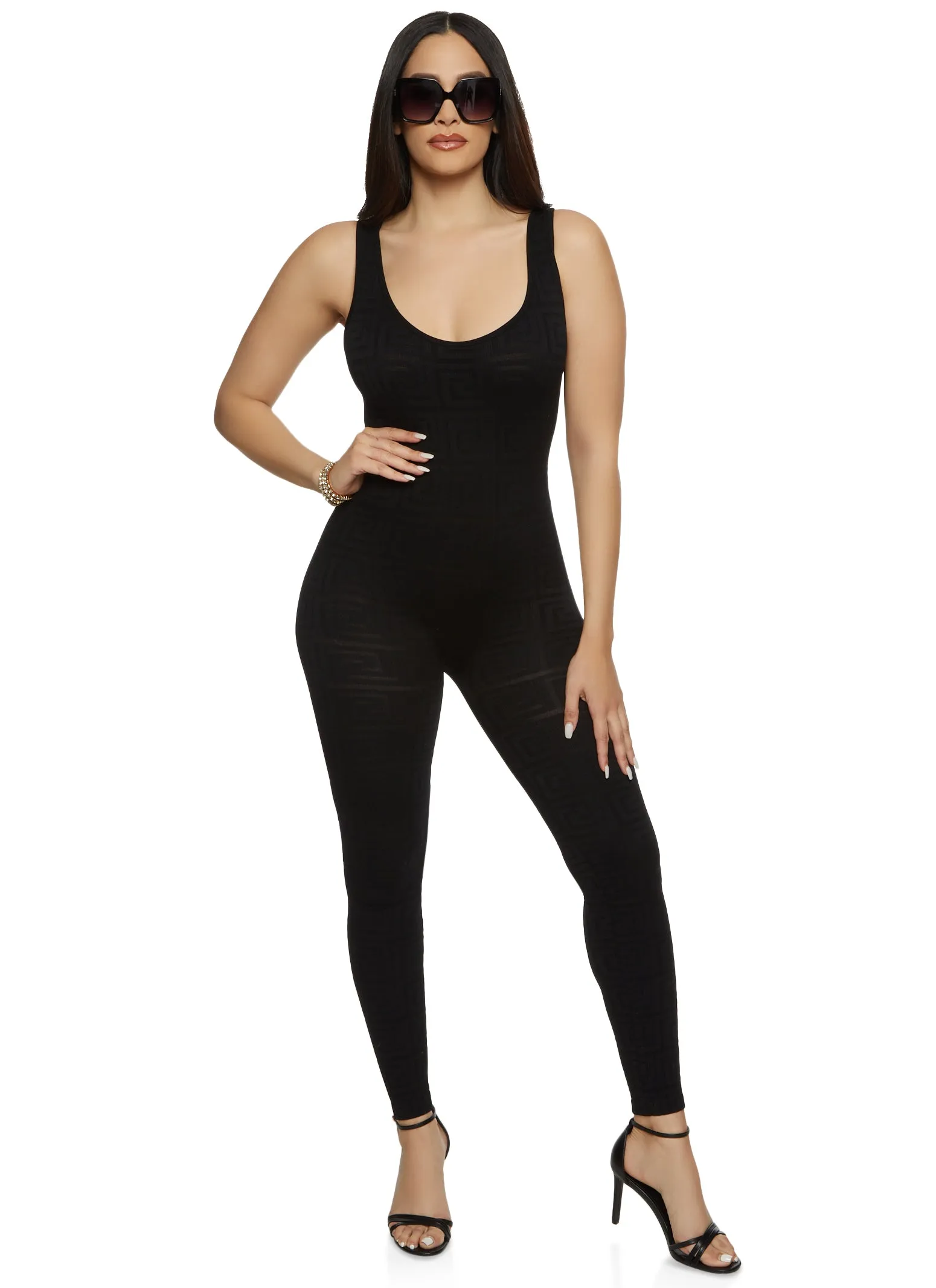 Greek Key Scoop Neck Seamless Catsuit sold by Rainbow