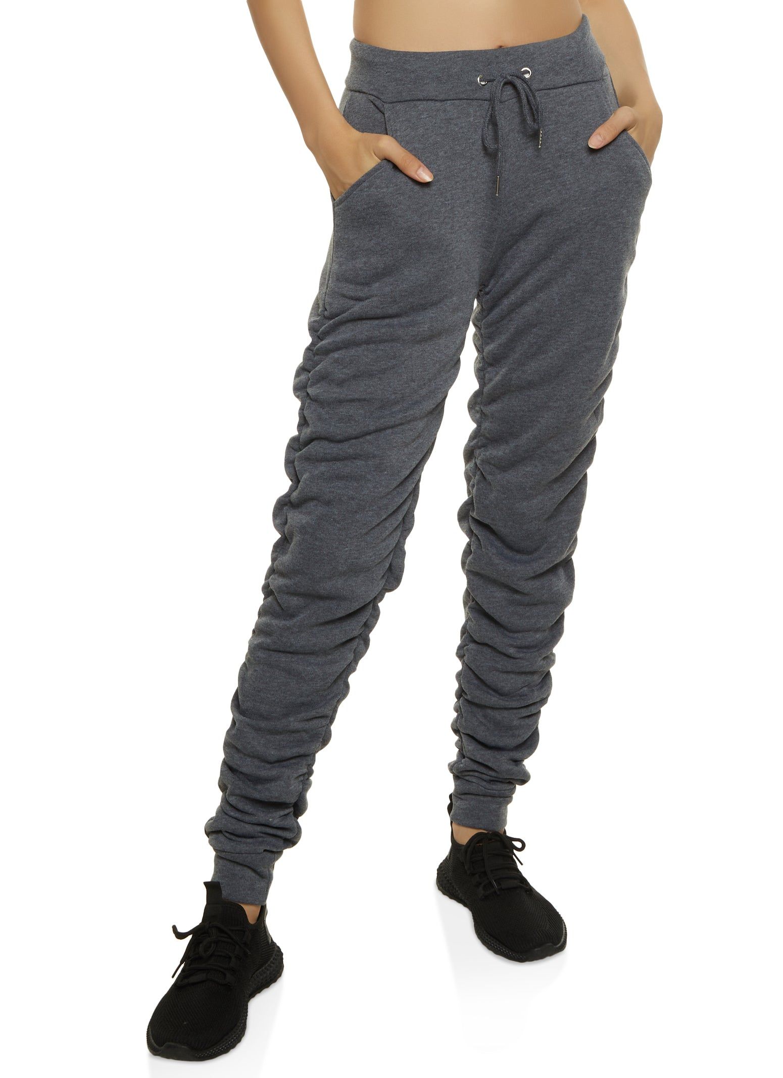 Solid Fleece Ruched Joggers sold by Rainbow
