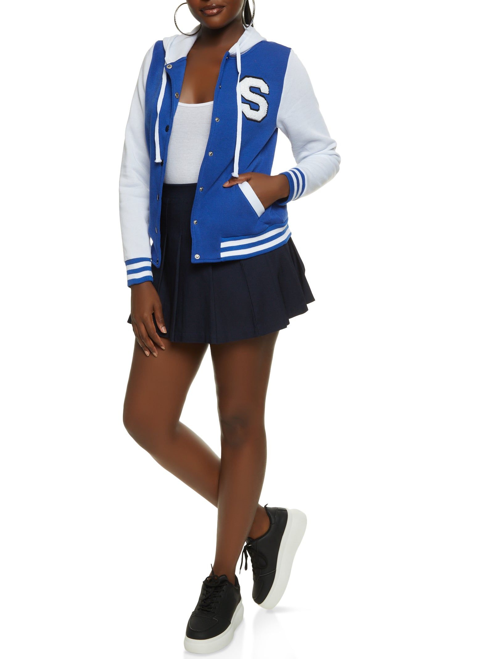 Hooded Color Block Letterman Jacket sold by Rainbow product image thumbnail 2