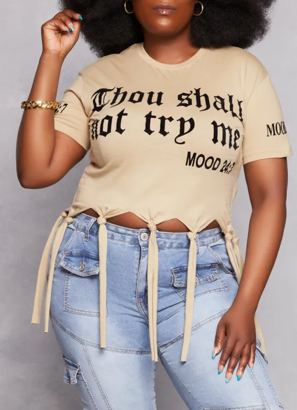 Plus Size Thou Shall Not Fringe T Shirt sold by Rainbow