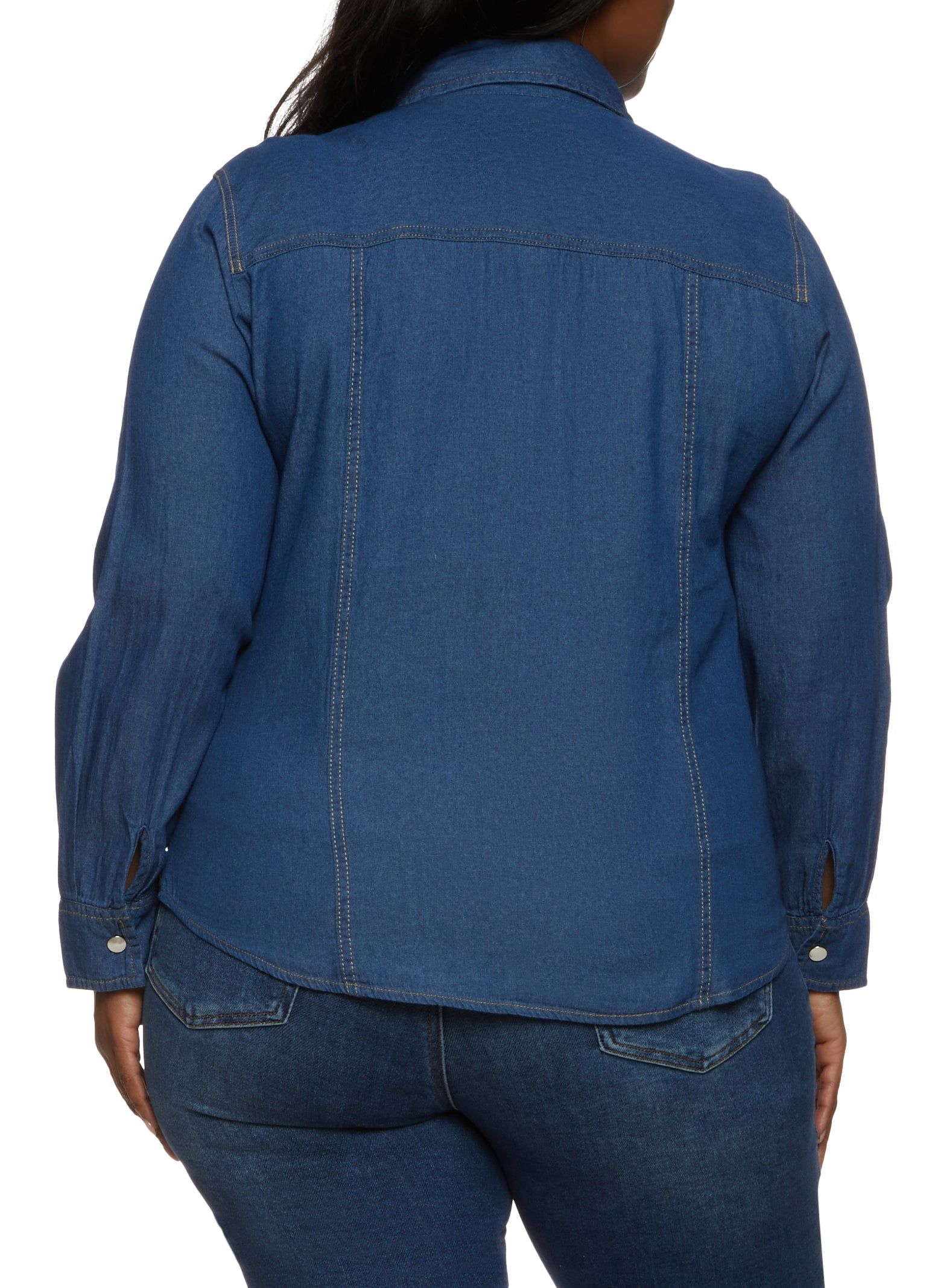 Plus Size Denim Snap Button Front Shirt sold by Rainbow product image thumbnail 2