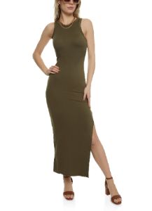 Basic Side Slit Maxi Tank Dress sold by Rainbow