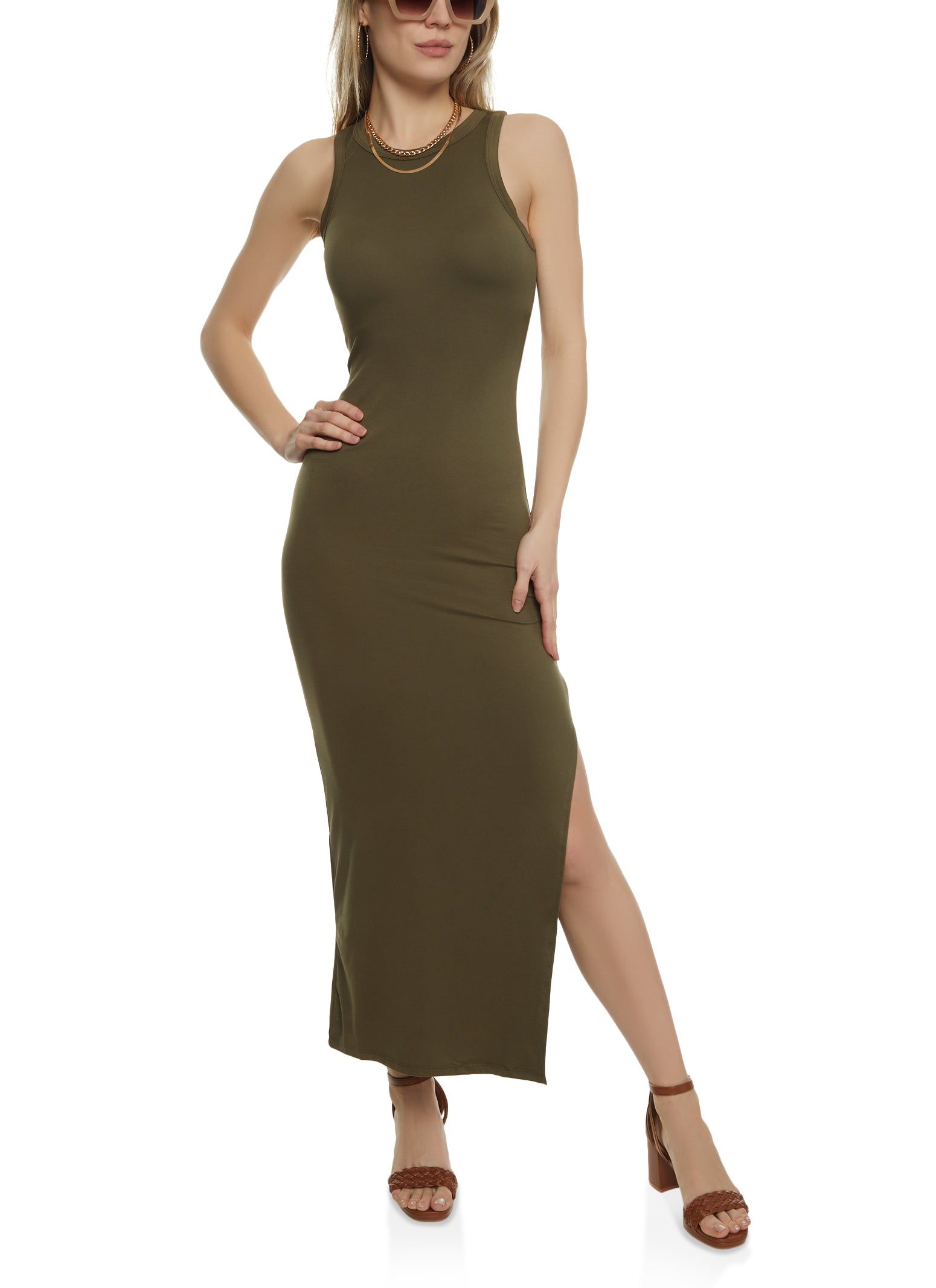 Basic Side Slit Maxi Tank Dress sold by Rainbow
