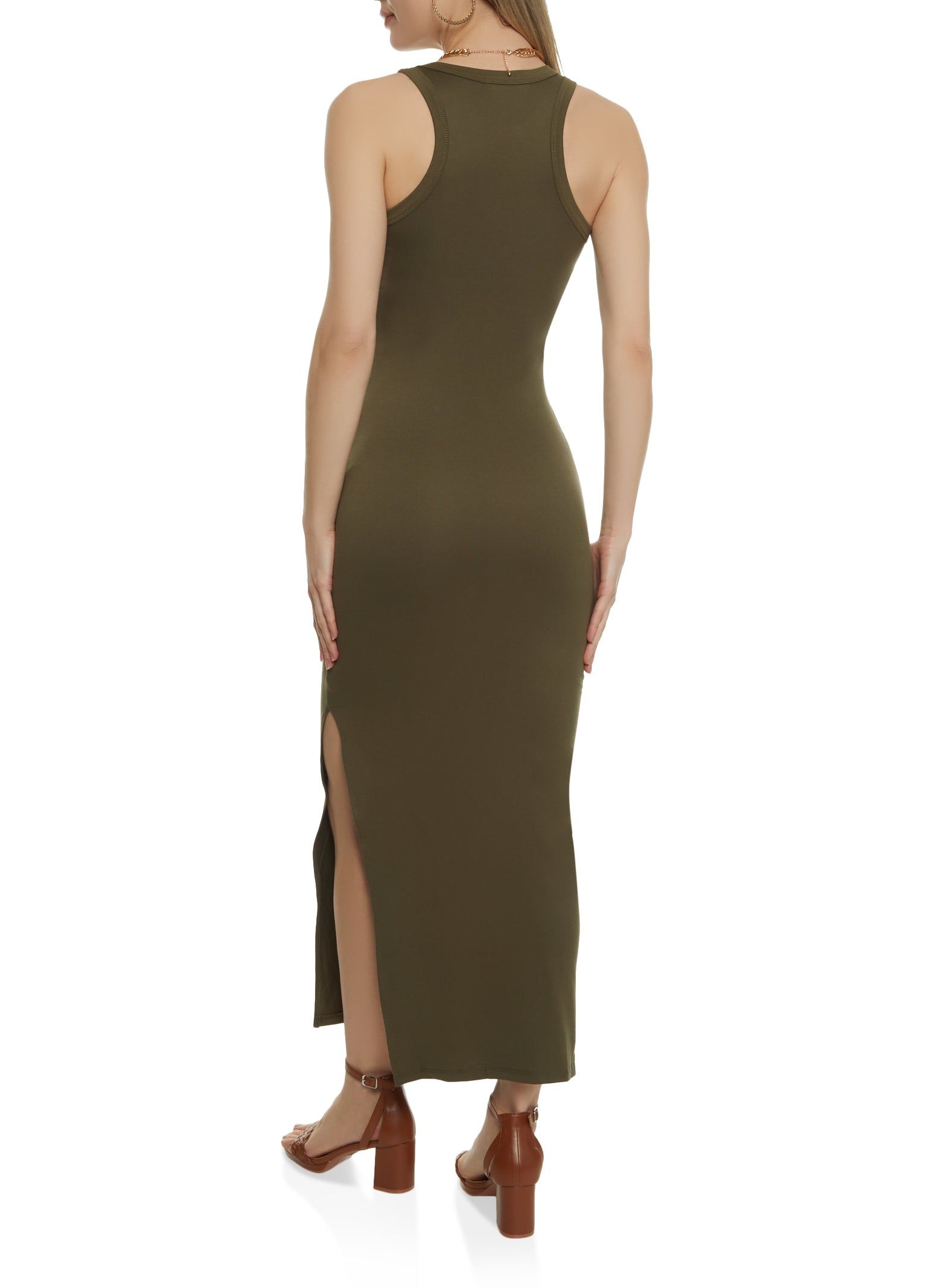 Basic Side Slit Maxi Tank Dress sold by Rainbow product image thumbnail 3