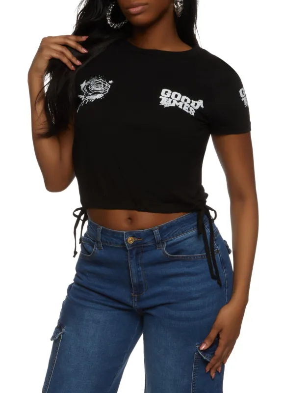 Good Times 01 Graphic Cropped Tee sold by Rainbow