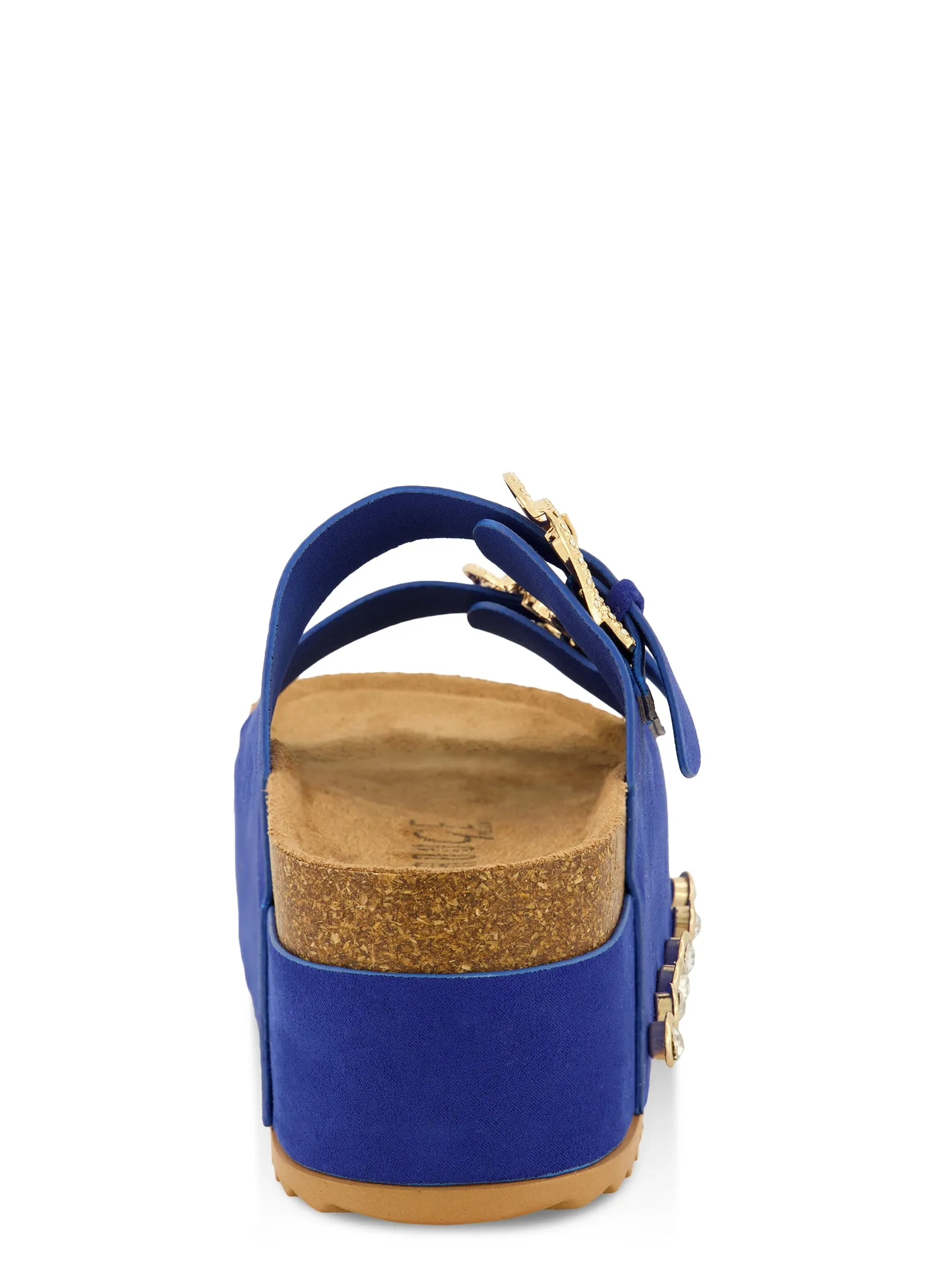 Faux Suede Rhinestone Buckle Platform Footbed Sandals sold by Rainbow product image thumbnail 3