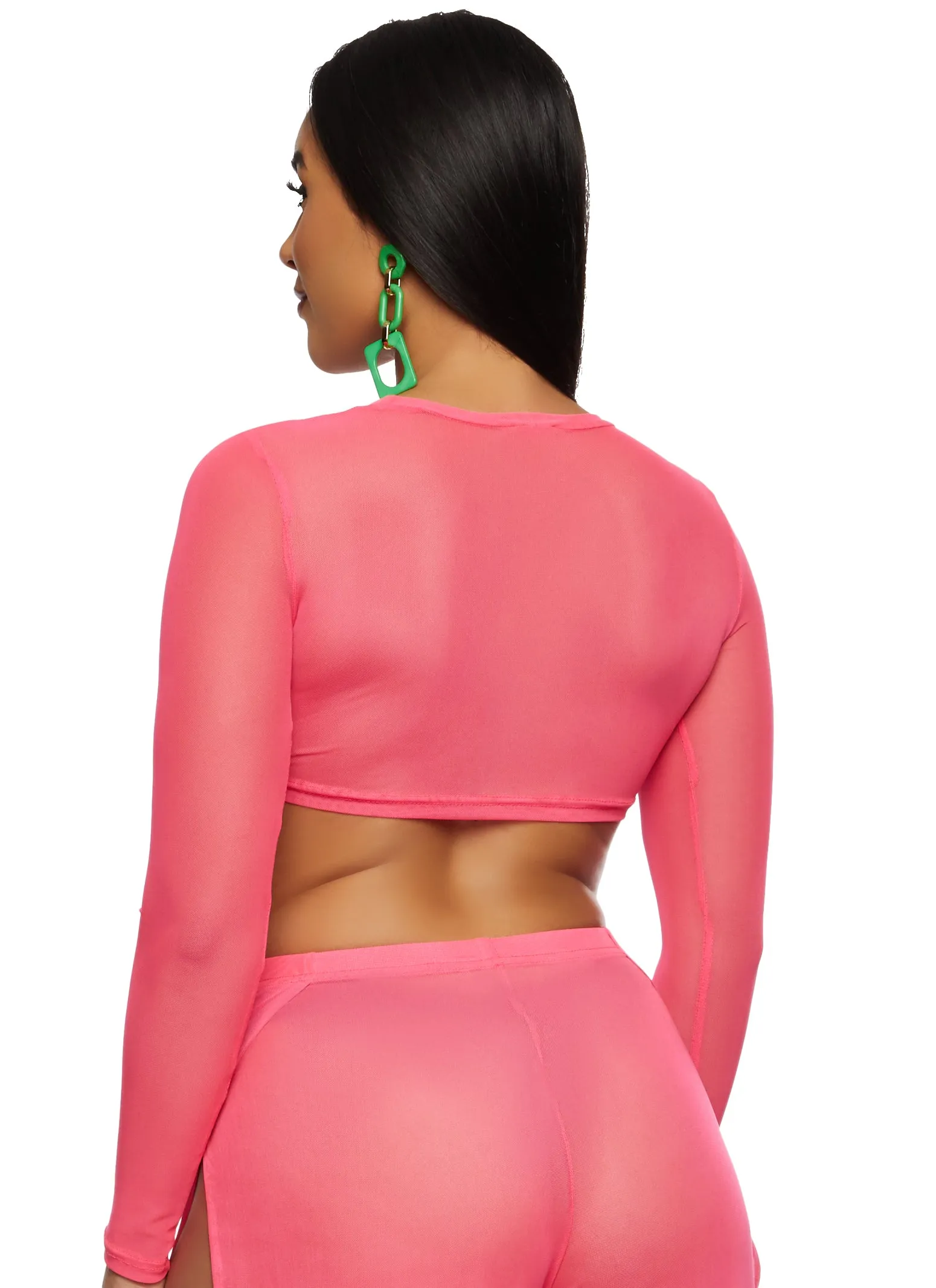 Daisy Mesh Long Sleeve Crop Top sold by Rainbow product image thumbnail 3