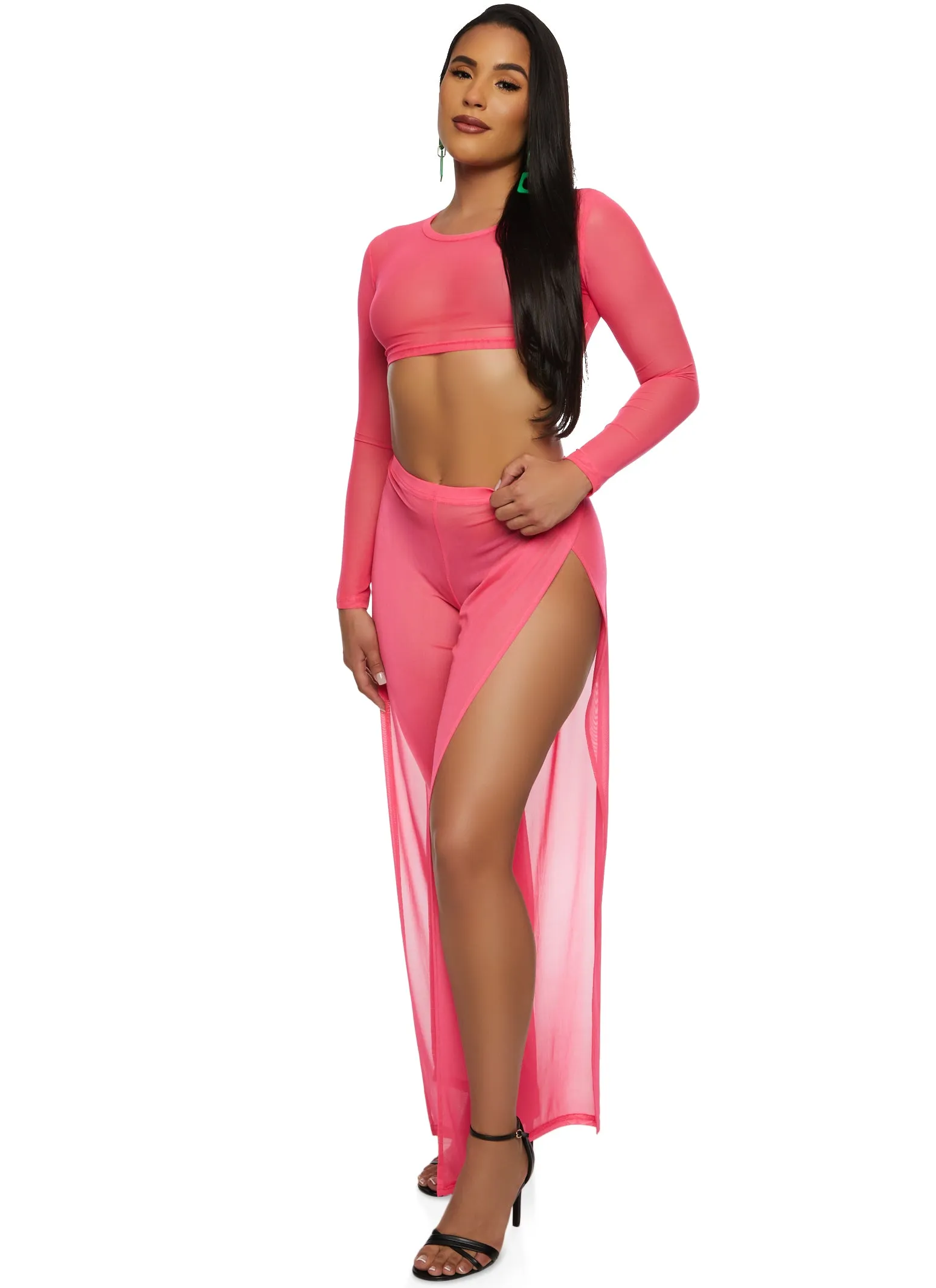 Daisy Mesh Long Sleeve Crop Top sold by Rainbow product image thumbnail 2